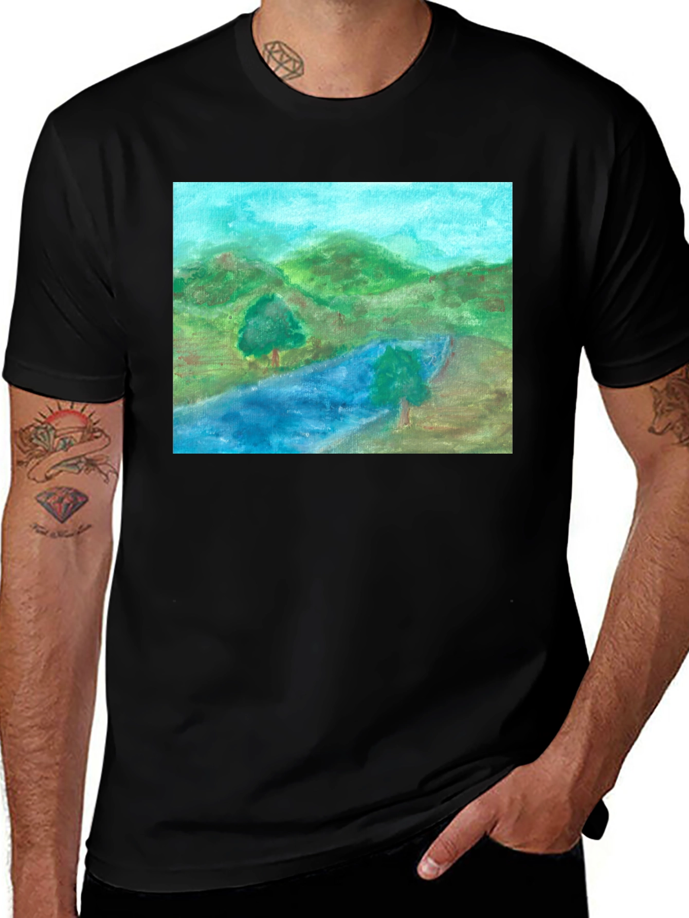 Nature River Scene Graphic Tee