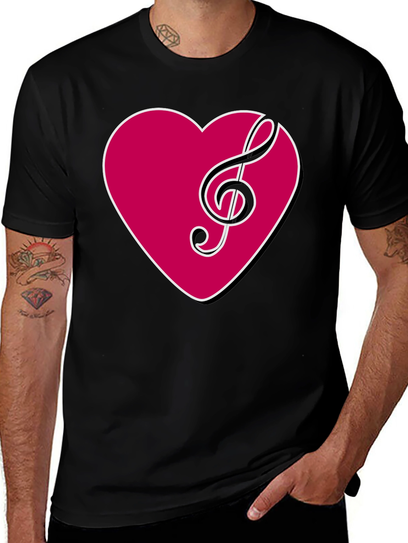 Variant 24 of Musical Heart T-Shirt - Stylish Black Tee