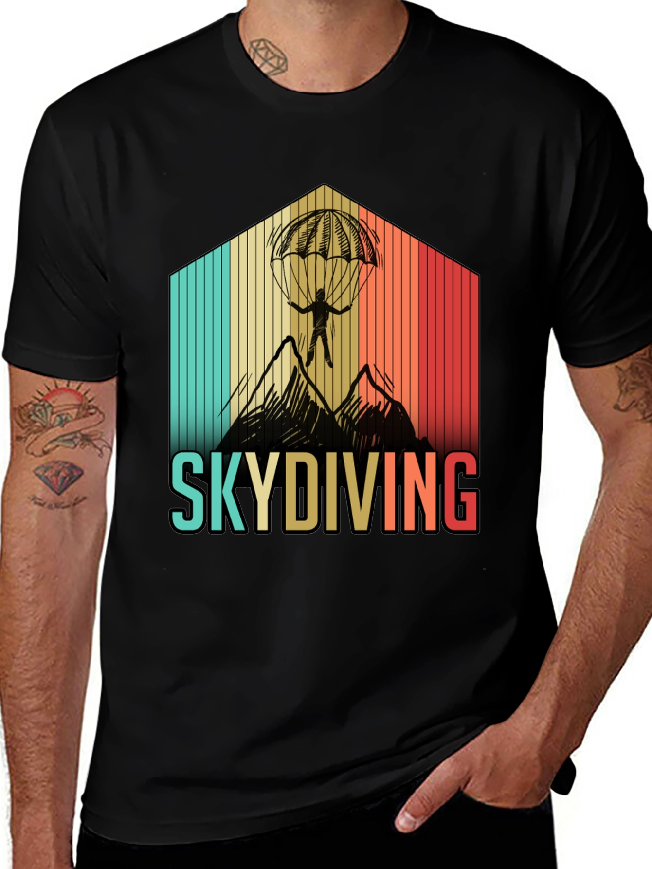 Variant 7 of Skydiving Retro Graphic T-Shirt