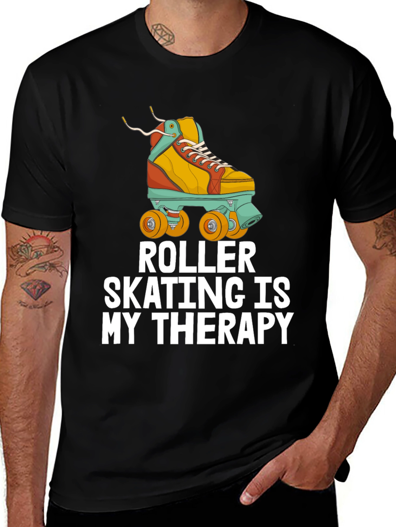 Variant 16 of Roller Skating is My Therapy T-Shirt - Cool Skater Tee