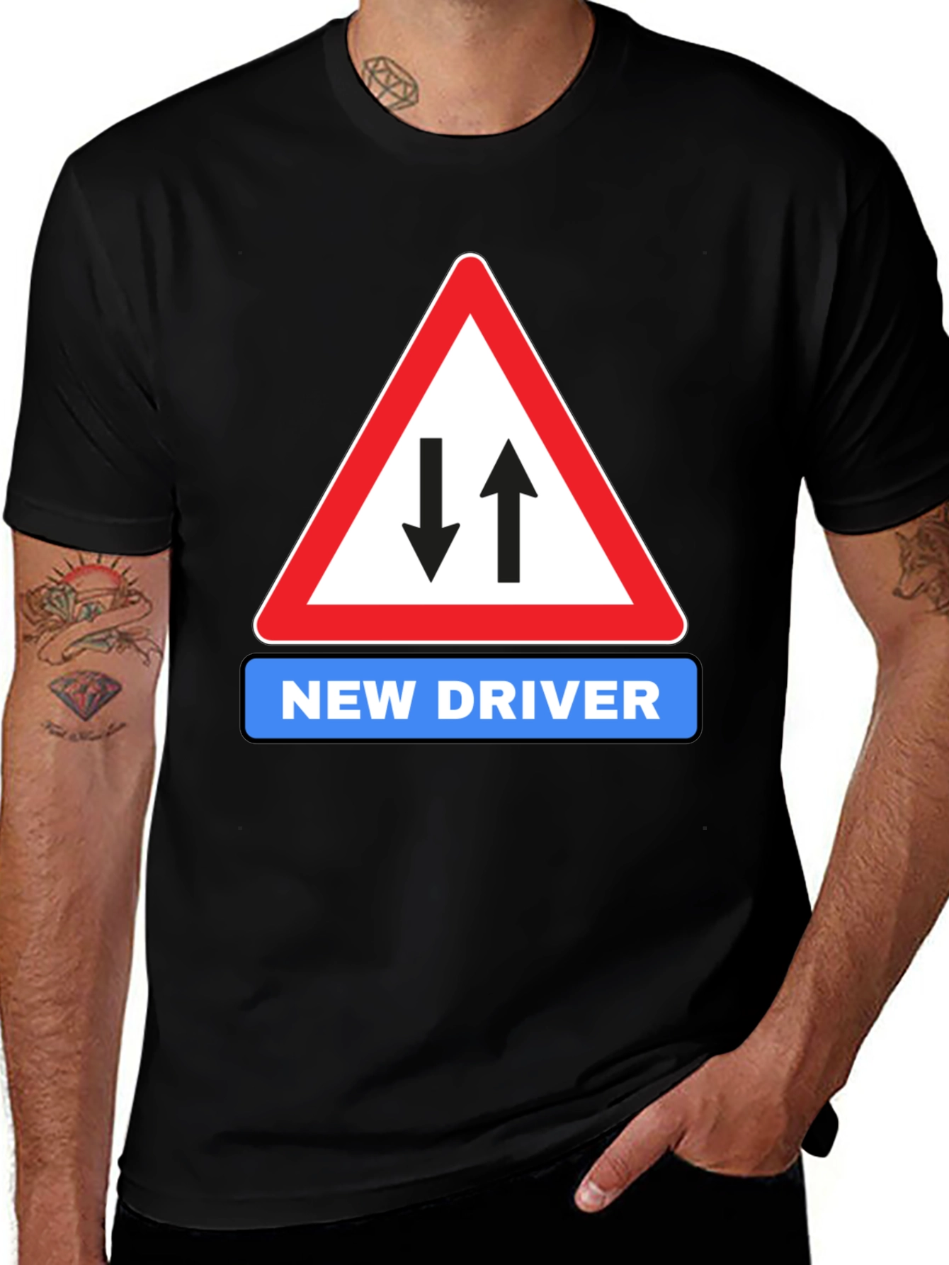Variant 11 of New Driver Road Sign Black T-Shirt