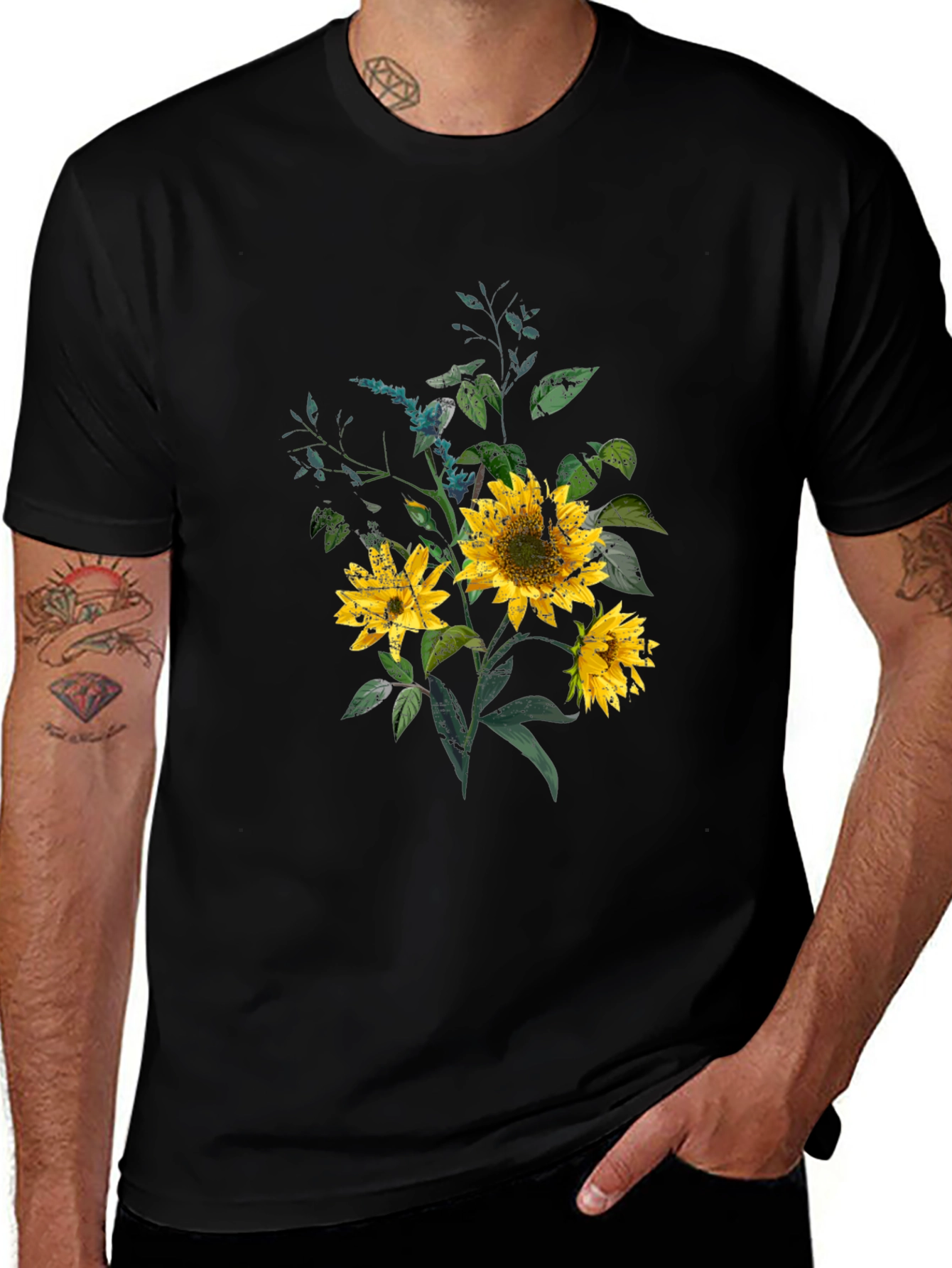 Variant 9 of Sunflower Graphic Black T-Shirt