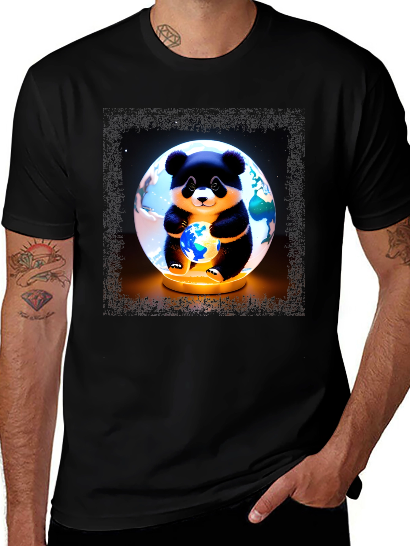 Variant 27 of Panda Earth Globe Graphic Tee