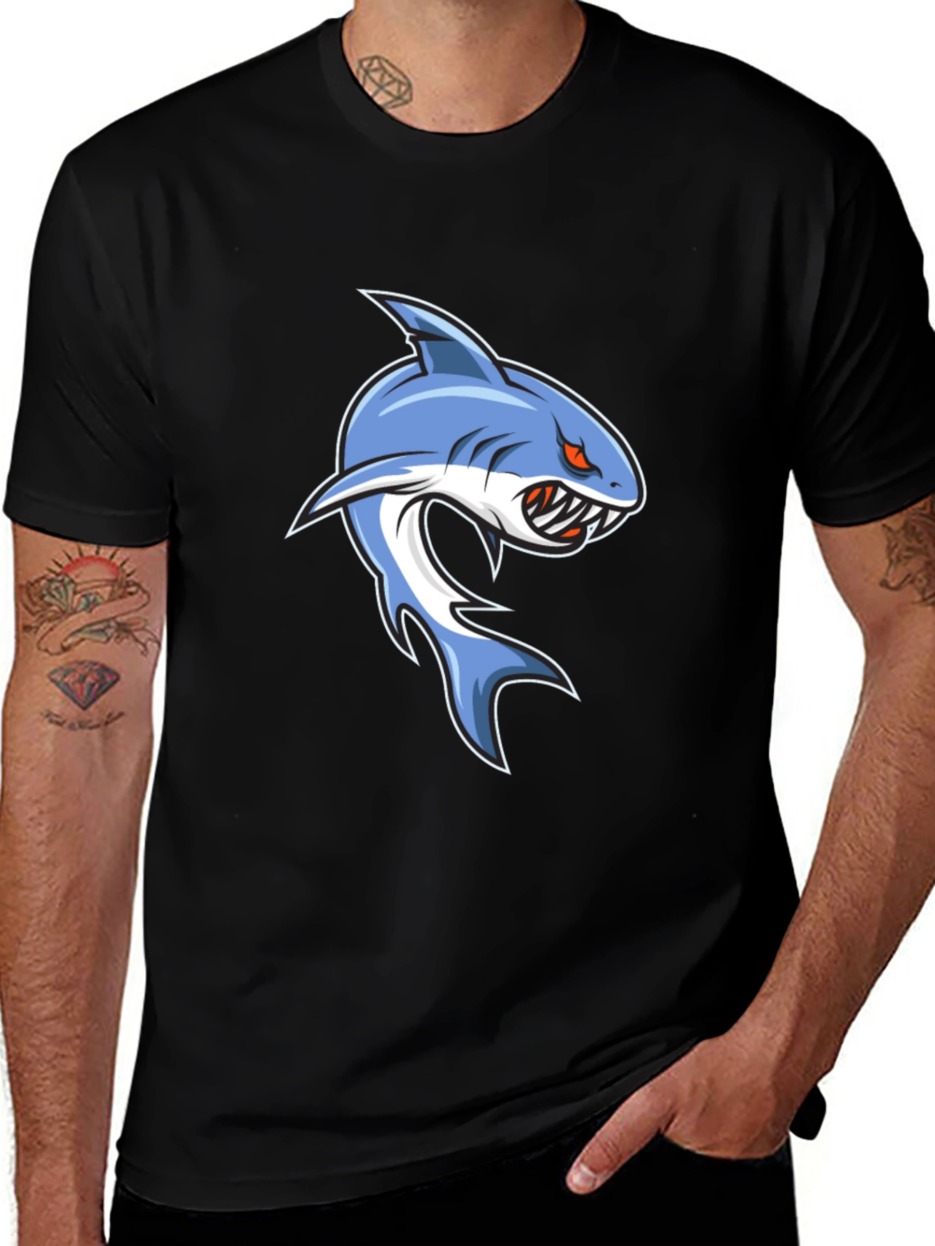 Variant 28 of Shark Graphic Tee - Men's Black T-Shirt