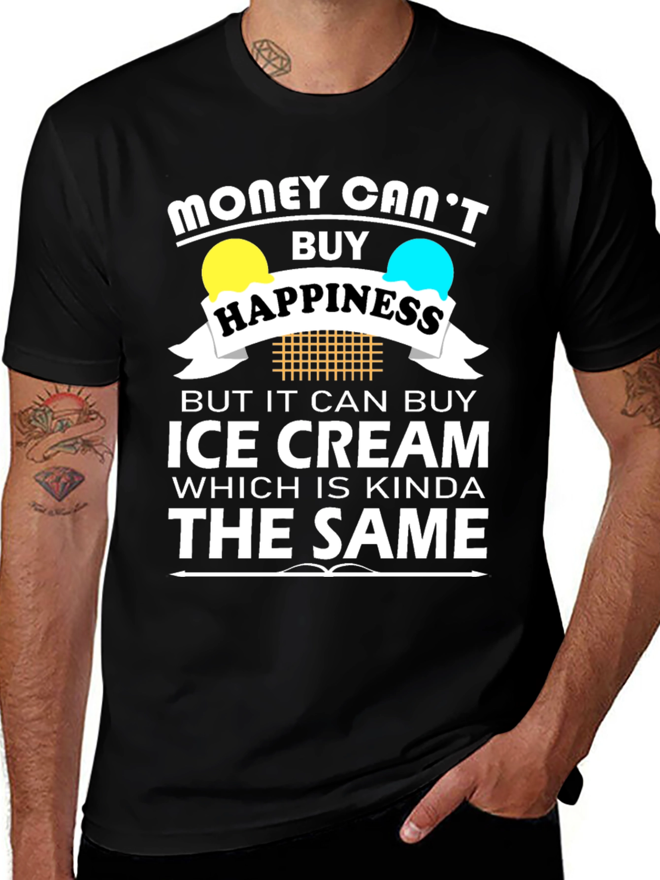 Variant 18 of Money Can't Buy Happiness Ice Cream T-Shirt