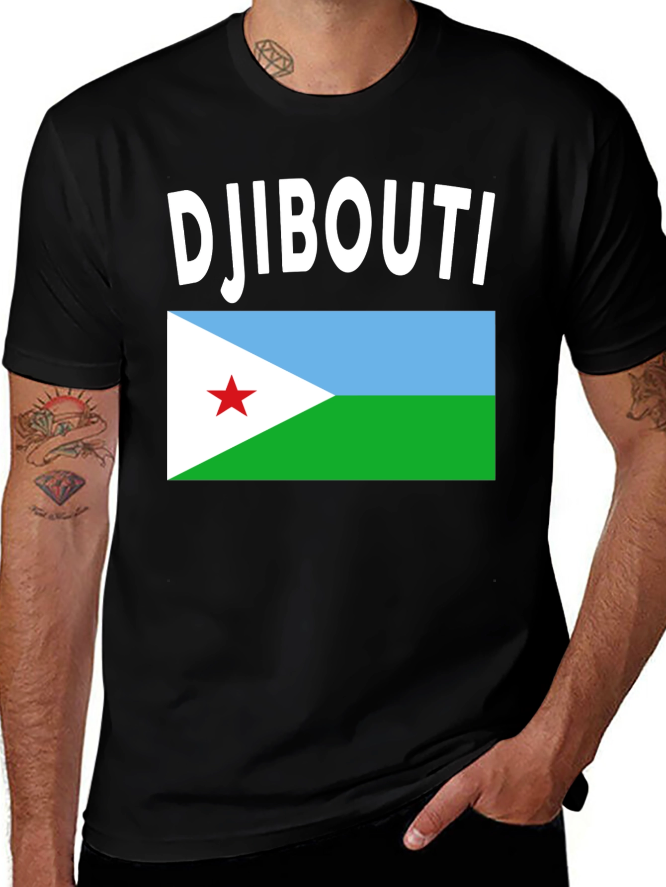 Variant 6 of Djibouti Flag T-Shirt - Show Your Pride