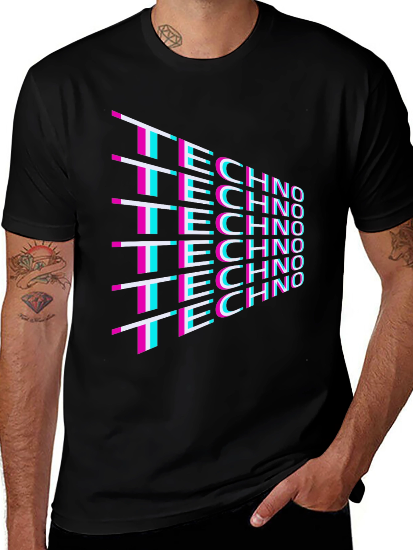 Variant 5 of Techno Glitch T-Shirt - Retro 80s Rave Party Tee