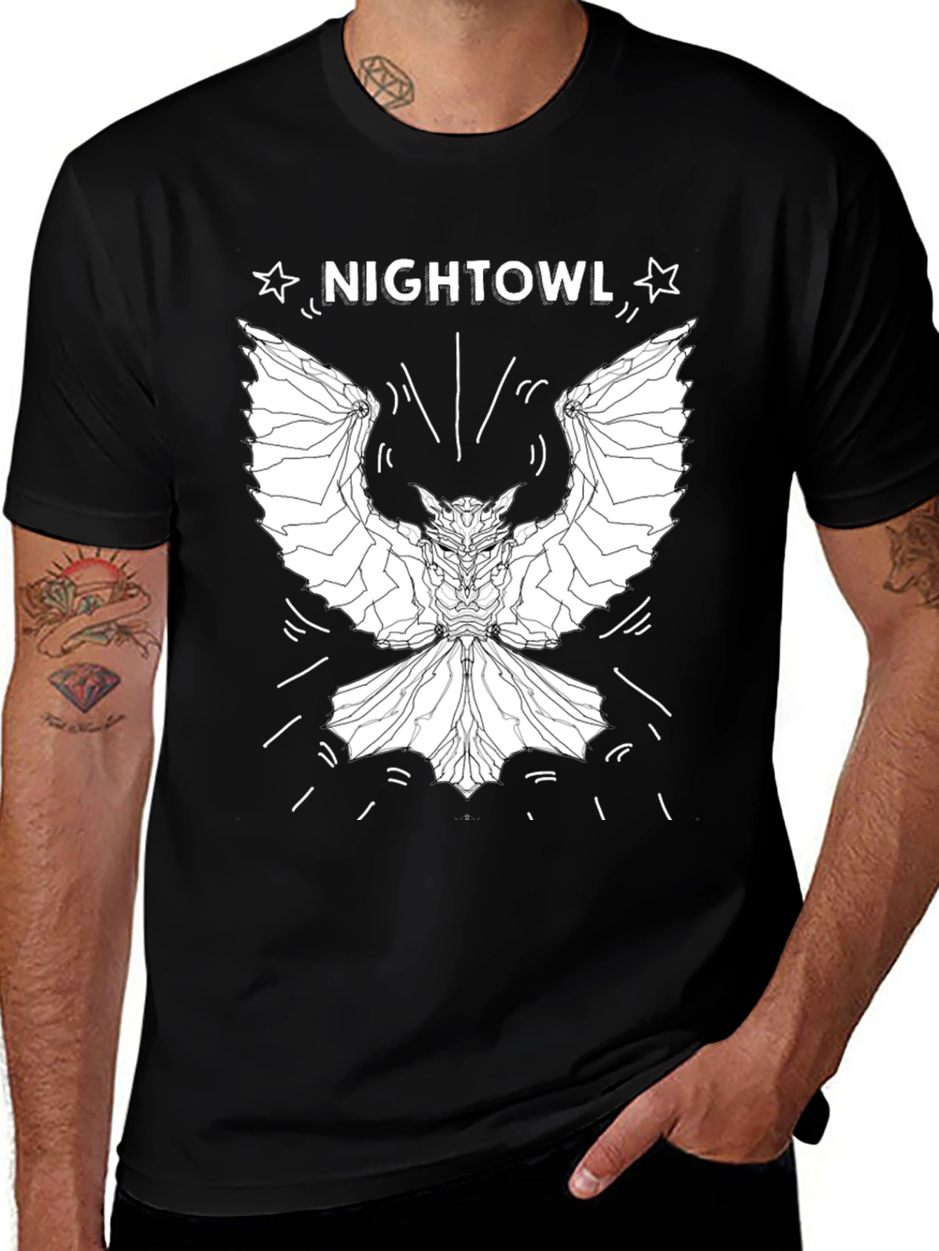Variant 29 of Nightowl Graphic Tee - Black Cotton