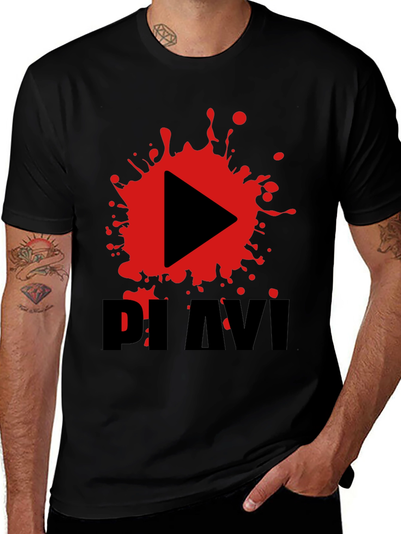 Variant 24 of Bold Play Button Graphic Tee - Black