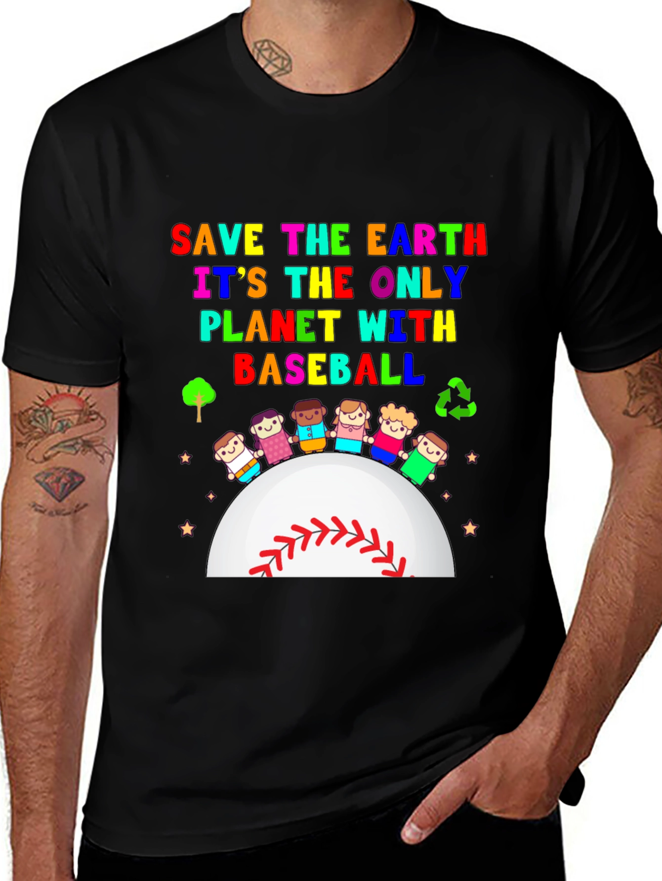 Variant 13 of Save the Earth Baseball Planet Graphic Tee