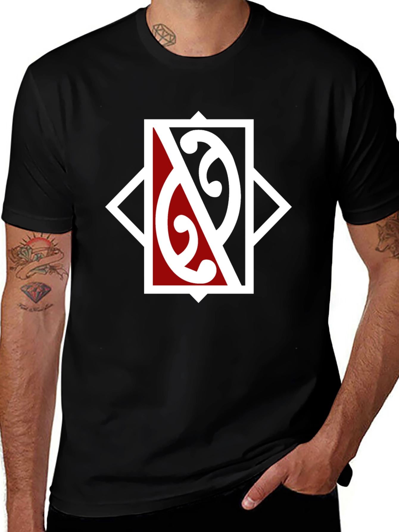 Variant 8 of Tribal Design Black T-Shirt