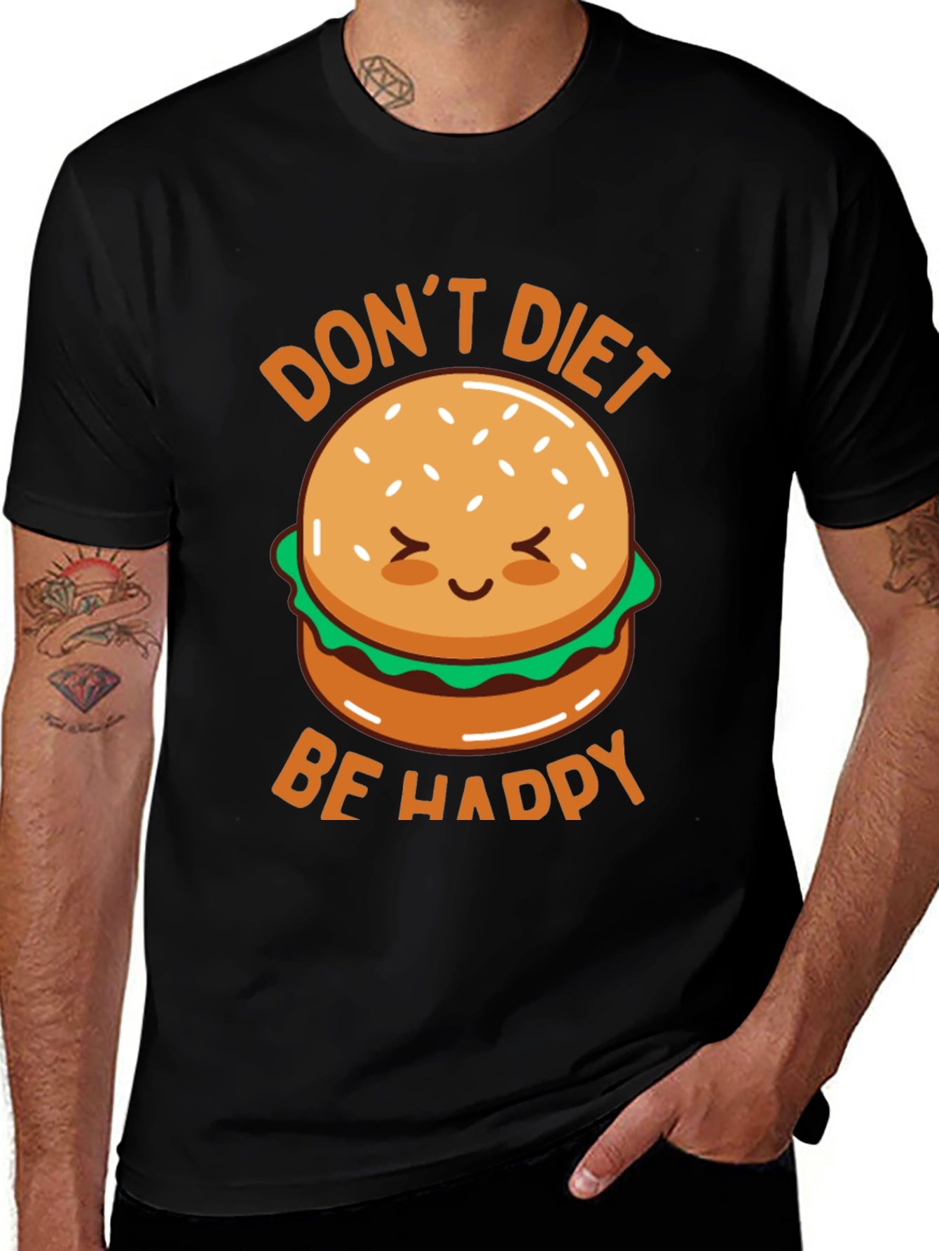 Variant 17 of Don't Diet Be Happy T-Shirt - Cute Burger Graphic Tee