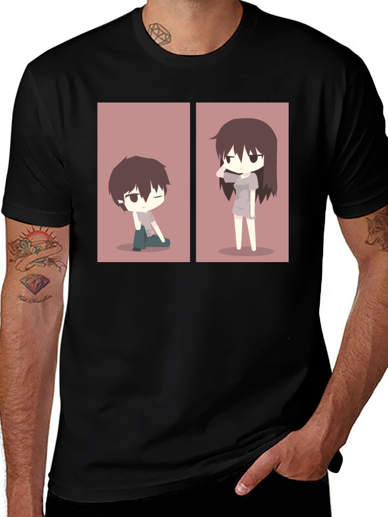 Variant 11 of Anime Couple Matching T-Shirt - Black