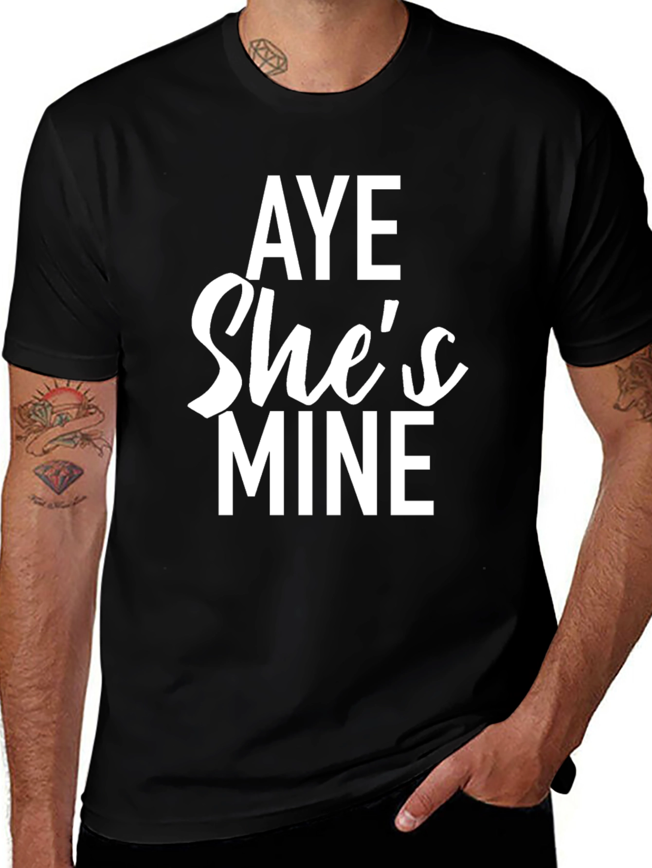 Variant 18 of Aye She's Mine Graphic Tee - Black Cotton Blend