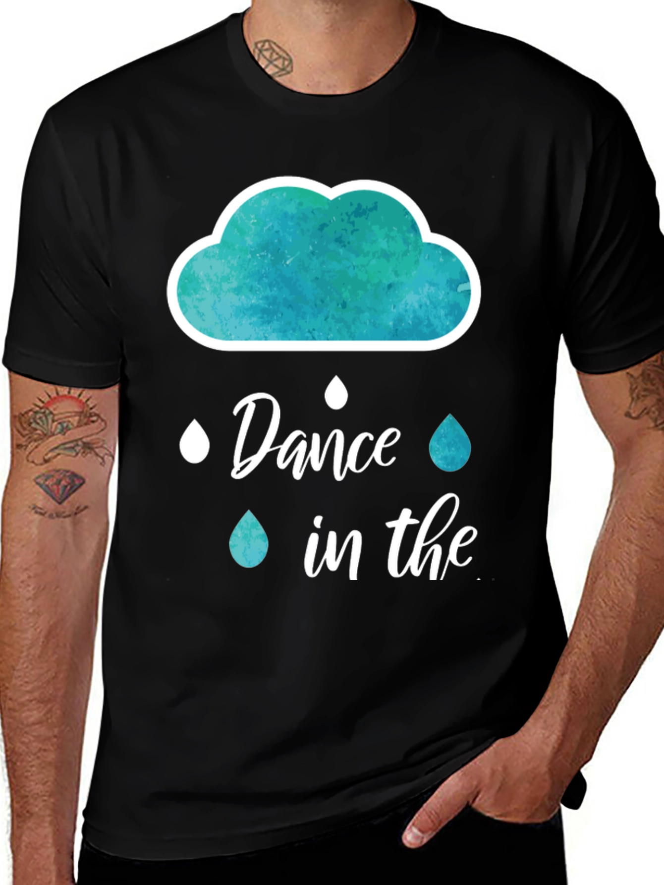 Variant 20 of Dance in the Rain T-Shirt - Cloud & Raindrop Design