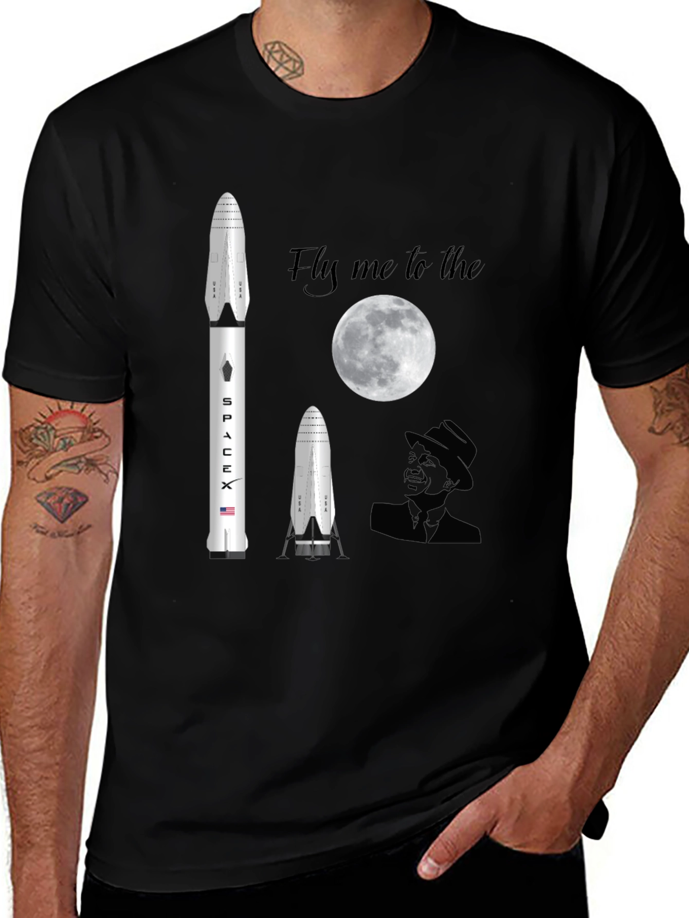 Variant 14 of SpaceX Fly Me To The Moon Black T-Shirt