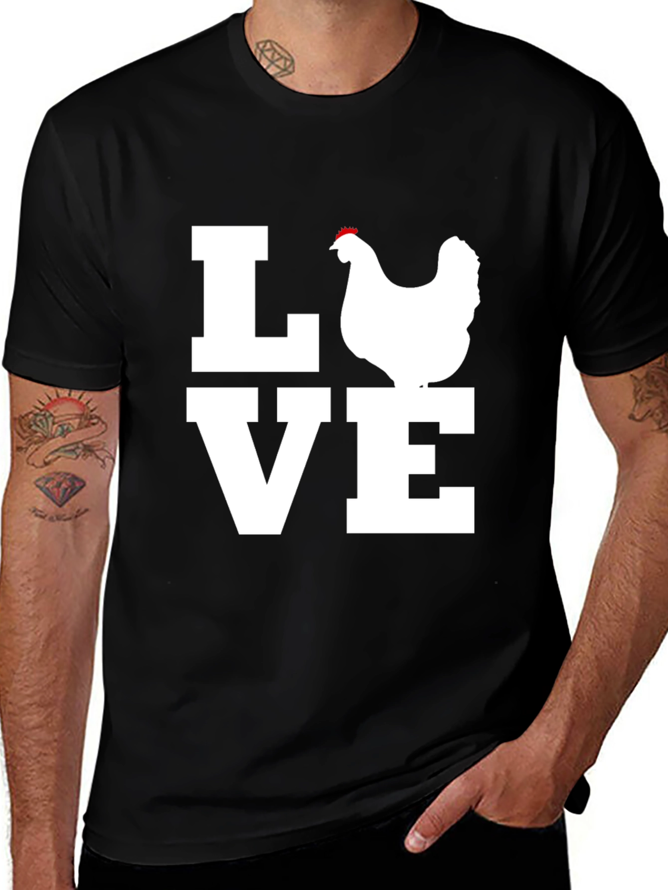 Variant 25 of Love Chicken Graphic Tee - Black T-Shirt