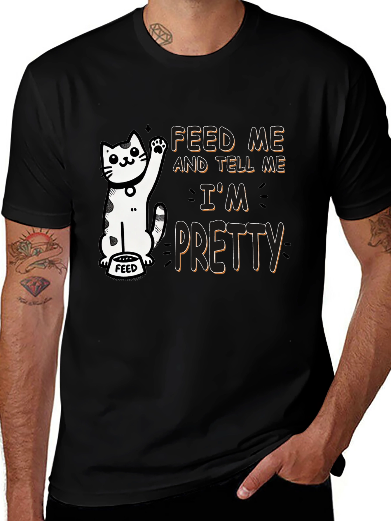 Variant 24 of Feed Me Funny Cat Graphic T-Shirt