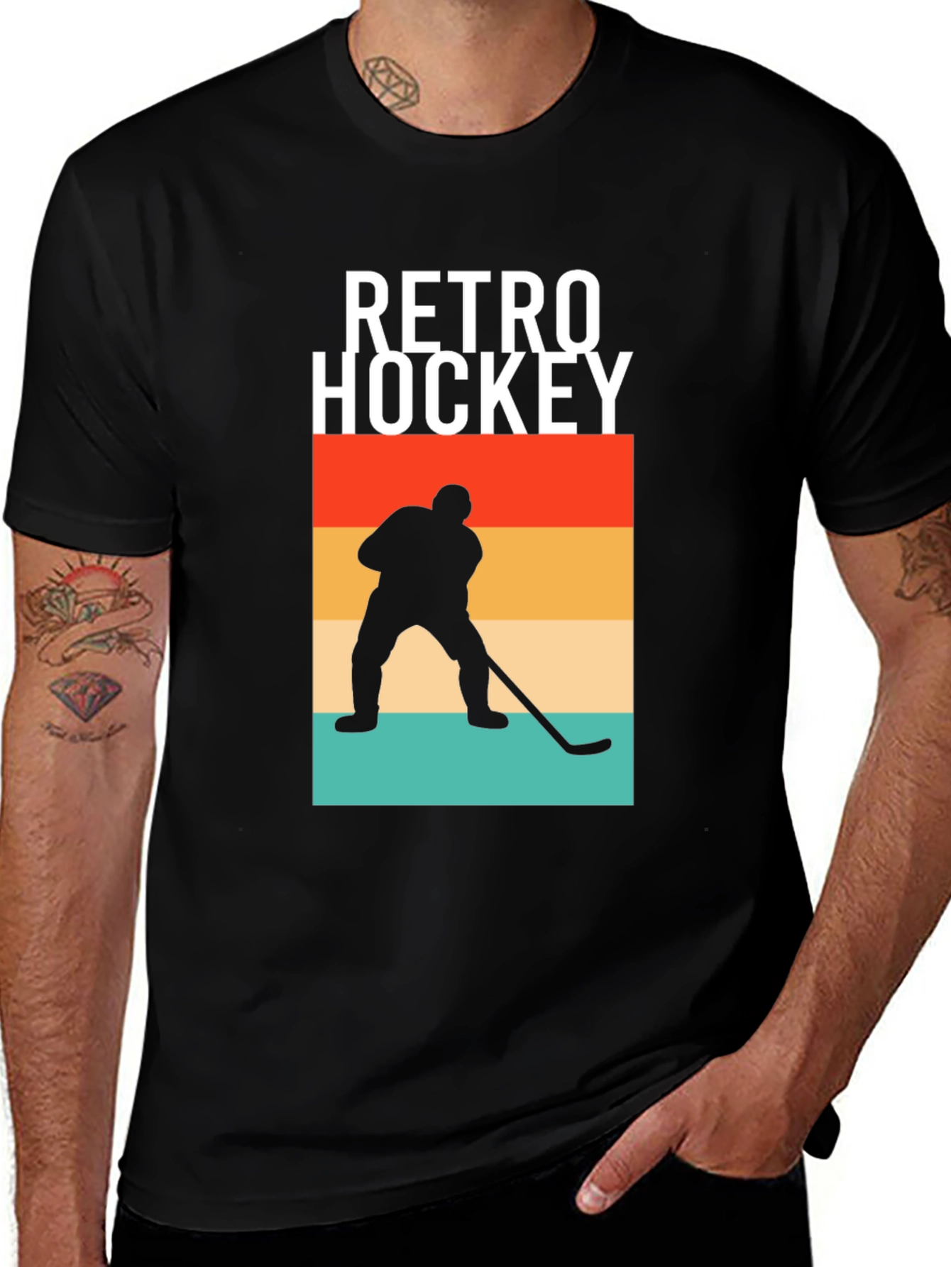 Retro Hockey Graphic Tee - Vintage Style Hockey Player