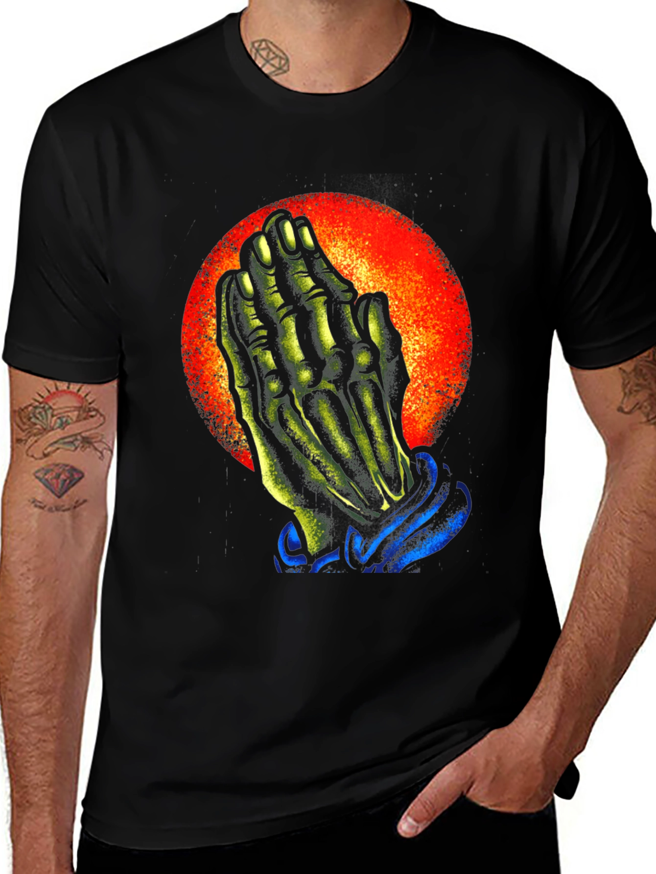 Praying Skeleton Hands Graphic Tee