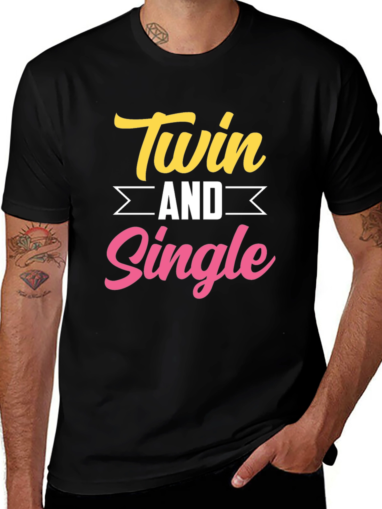 Twin and Single Funny Black T-Shirt