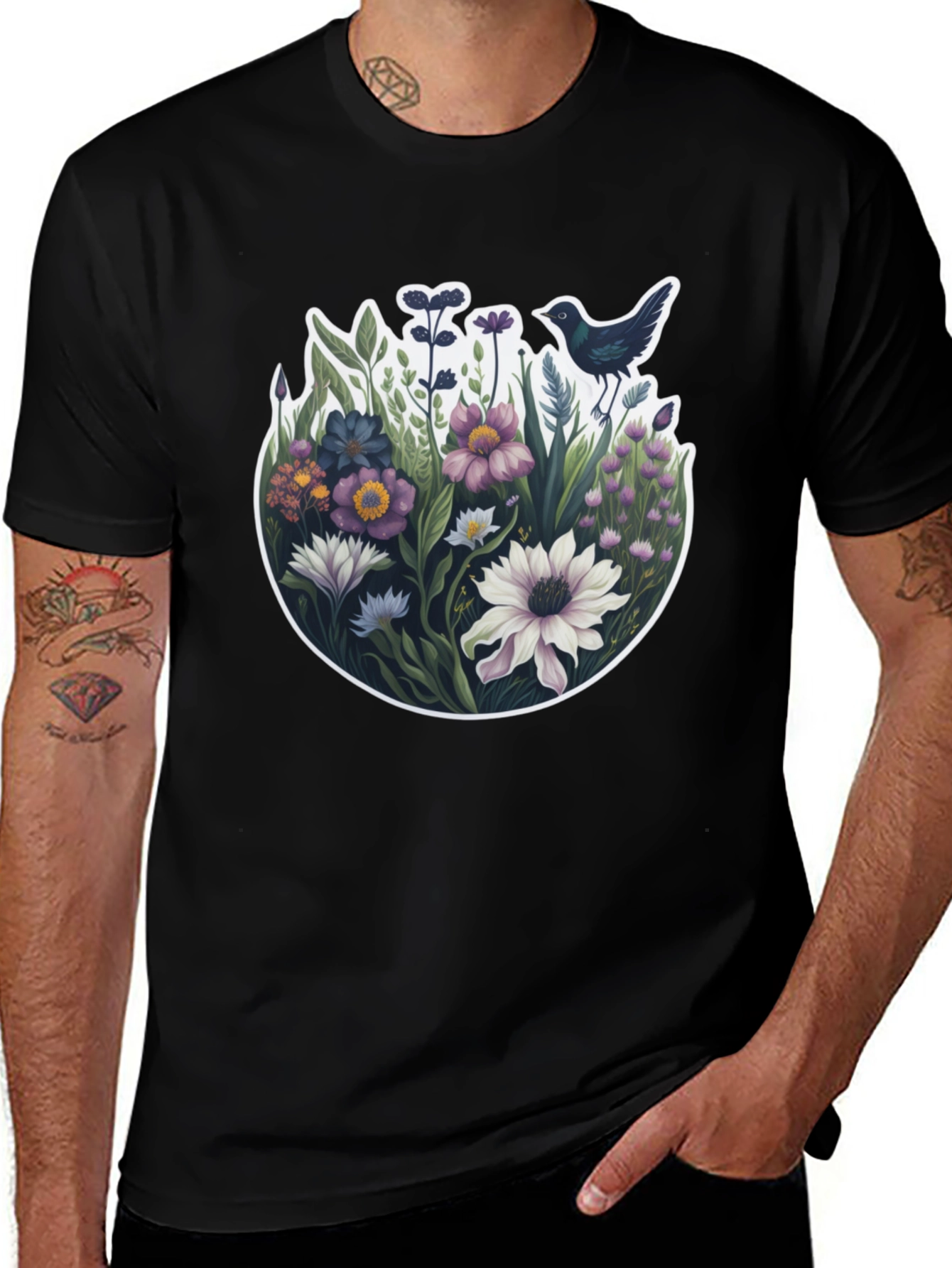 Variant 8 of Floral Bird T-Shirt: Nature Inspired Graphic Tee