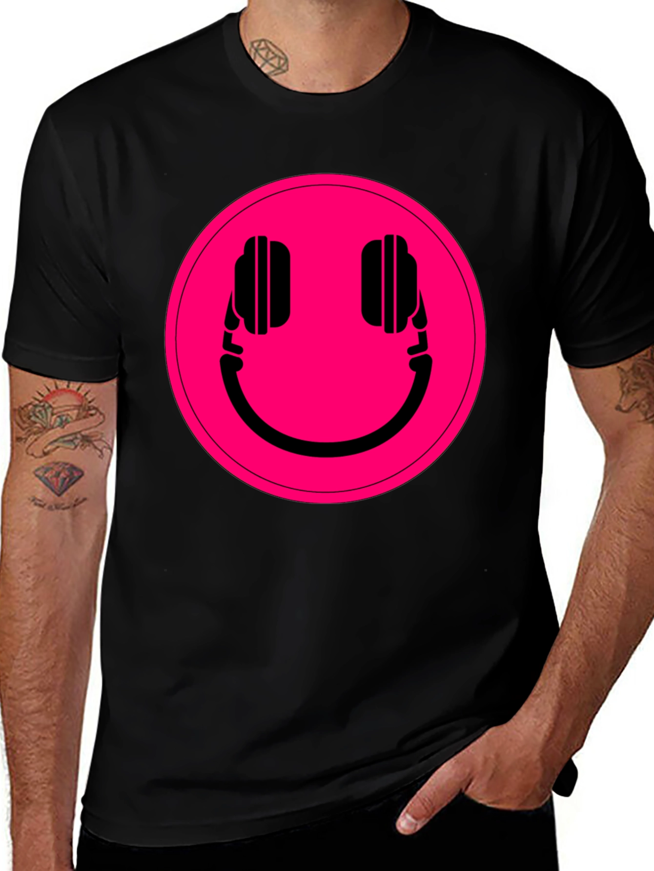 Variant 28 of Headphone Smiley Face Graphic Tee