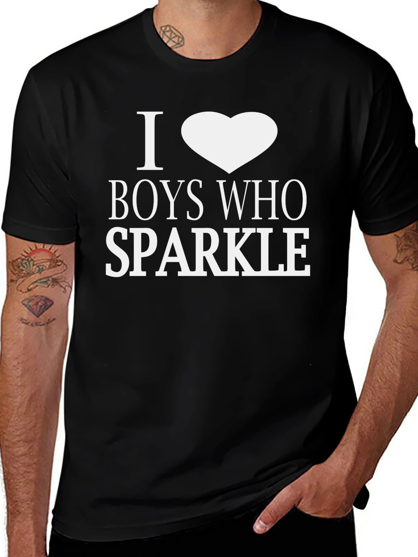Variant 5 of I Heart Boys Who Sparkle T-Shirt - Black