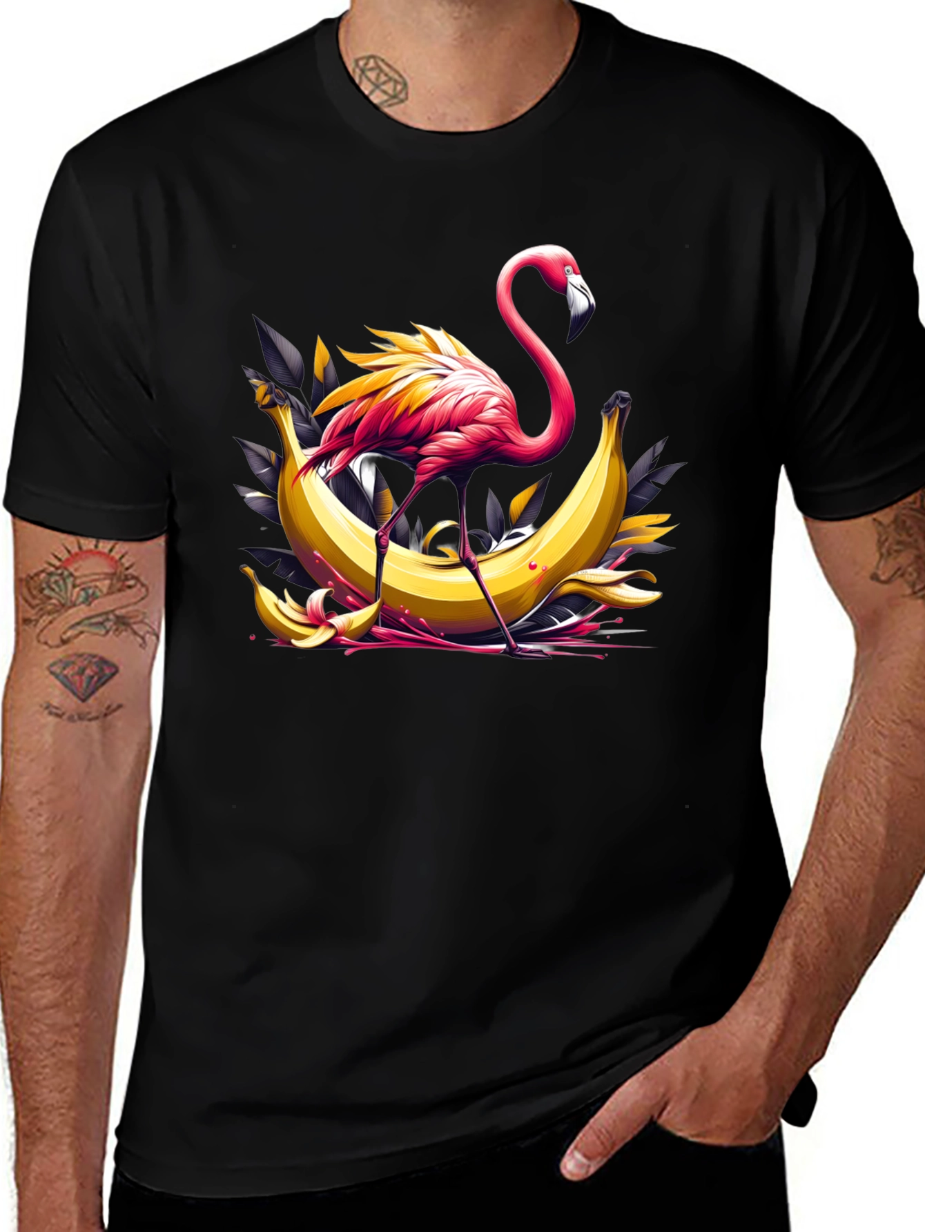 Variant 18 of Flamingo & Banana Graphic T-Shirt - Unique Design