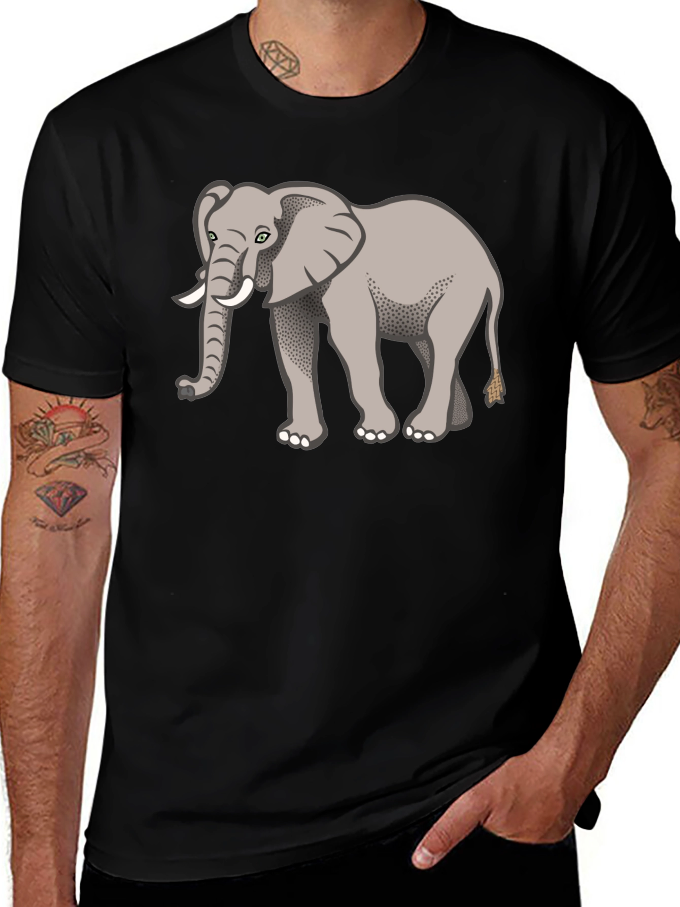 Variant 15 of Elephant Graphic Print Tee - Unisex Crew Neck Shirt