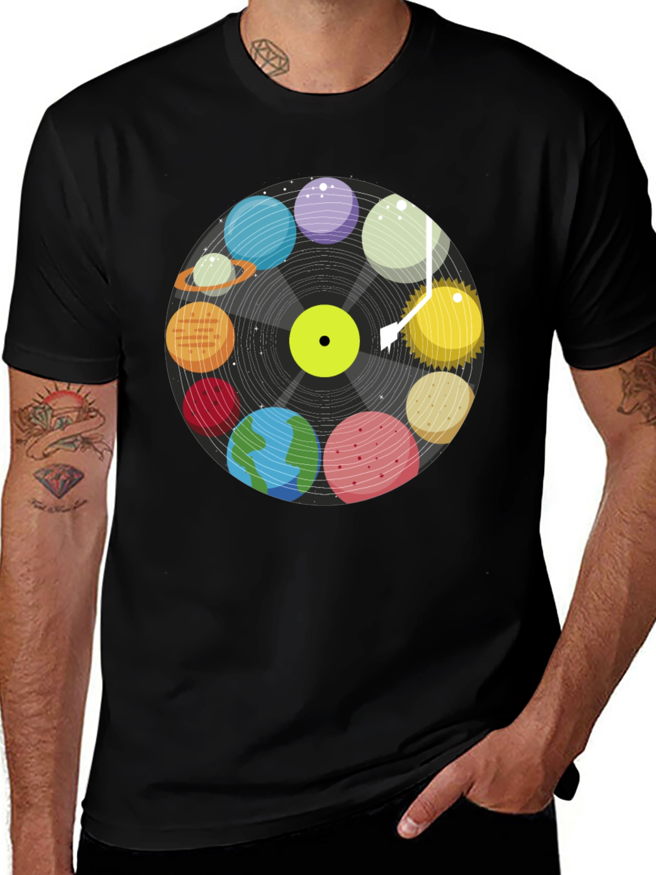 Variant 13 of Planetary Vinyl Record Graphic T-Shirt