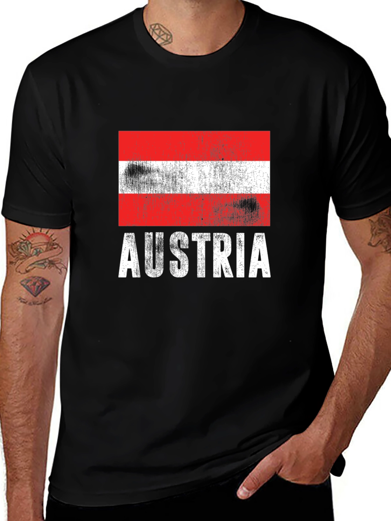 Austria Flag T-Shirt, Distressed Graphic Tee