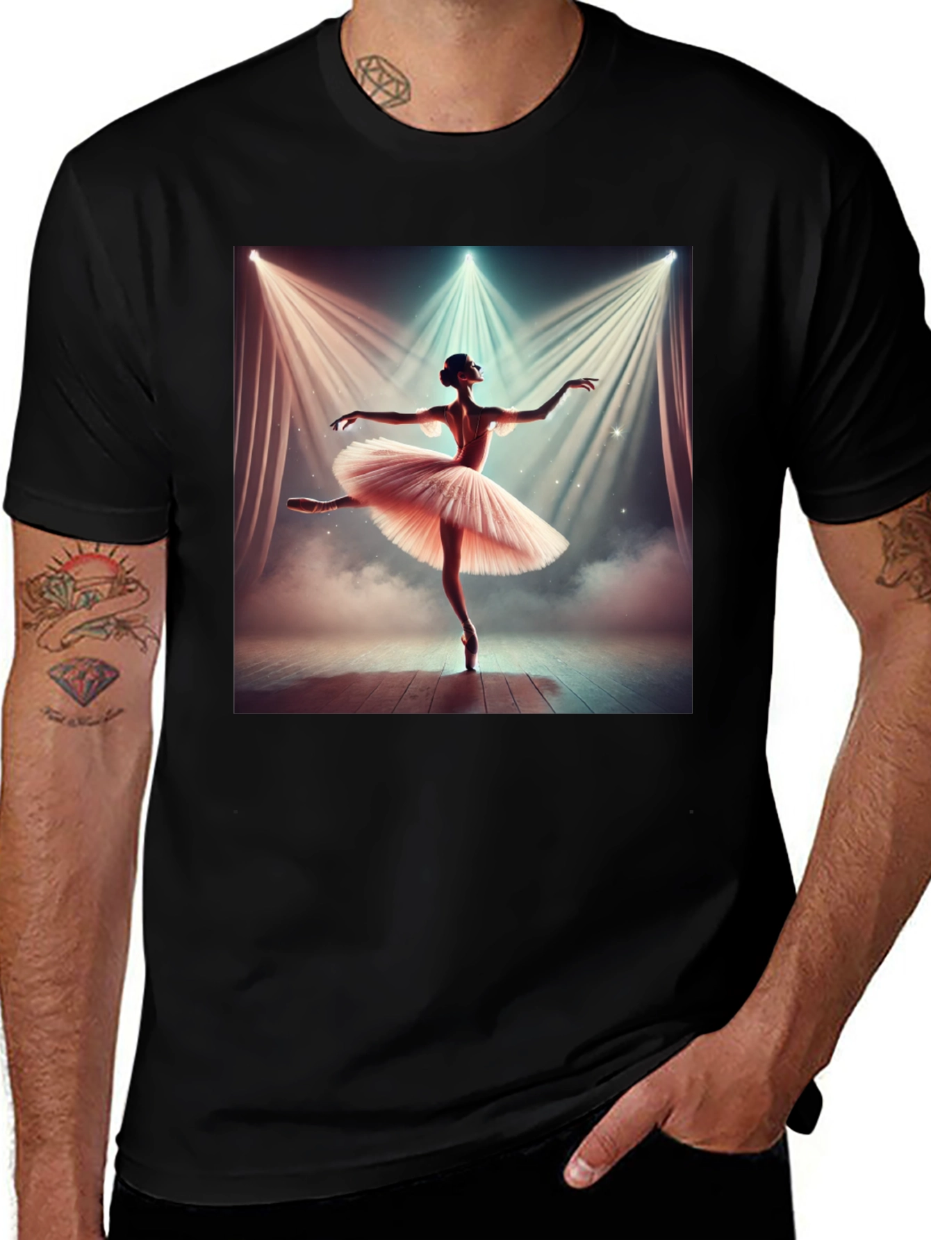 Variant 21 of Ballerina Dance Graphic Tee - Elegant Black T-Shirt