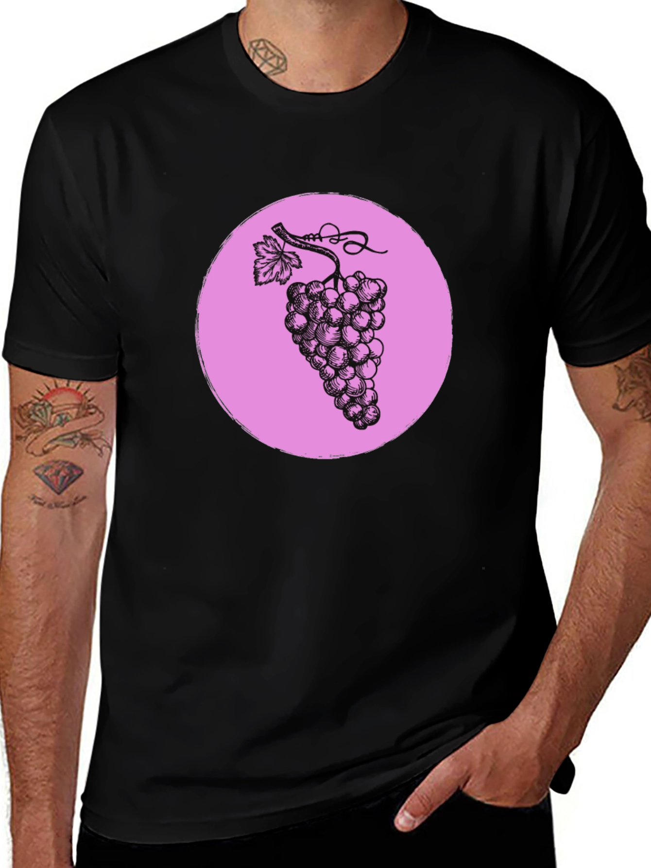 Variant 28 of Grapes Graphic Tee - Black Cotton Casual Shirt