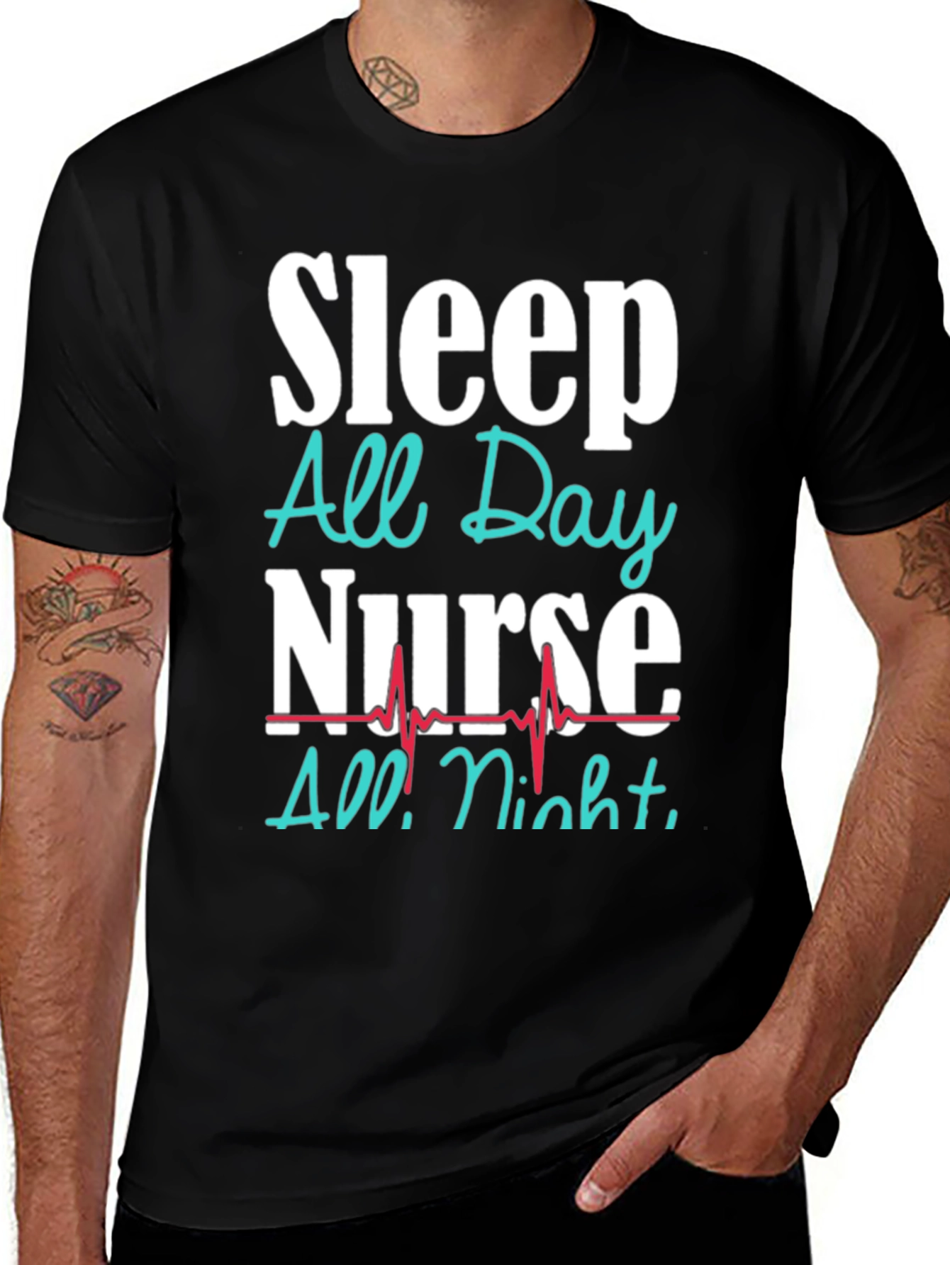 Variant 18 of Sleep All Day Nurse T-Shirt Funny Nursing Gift