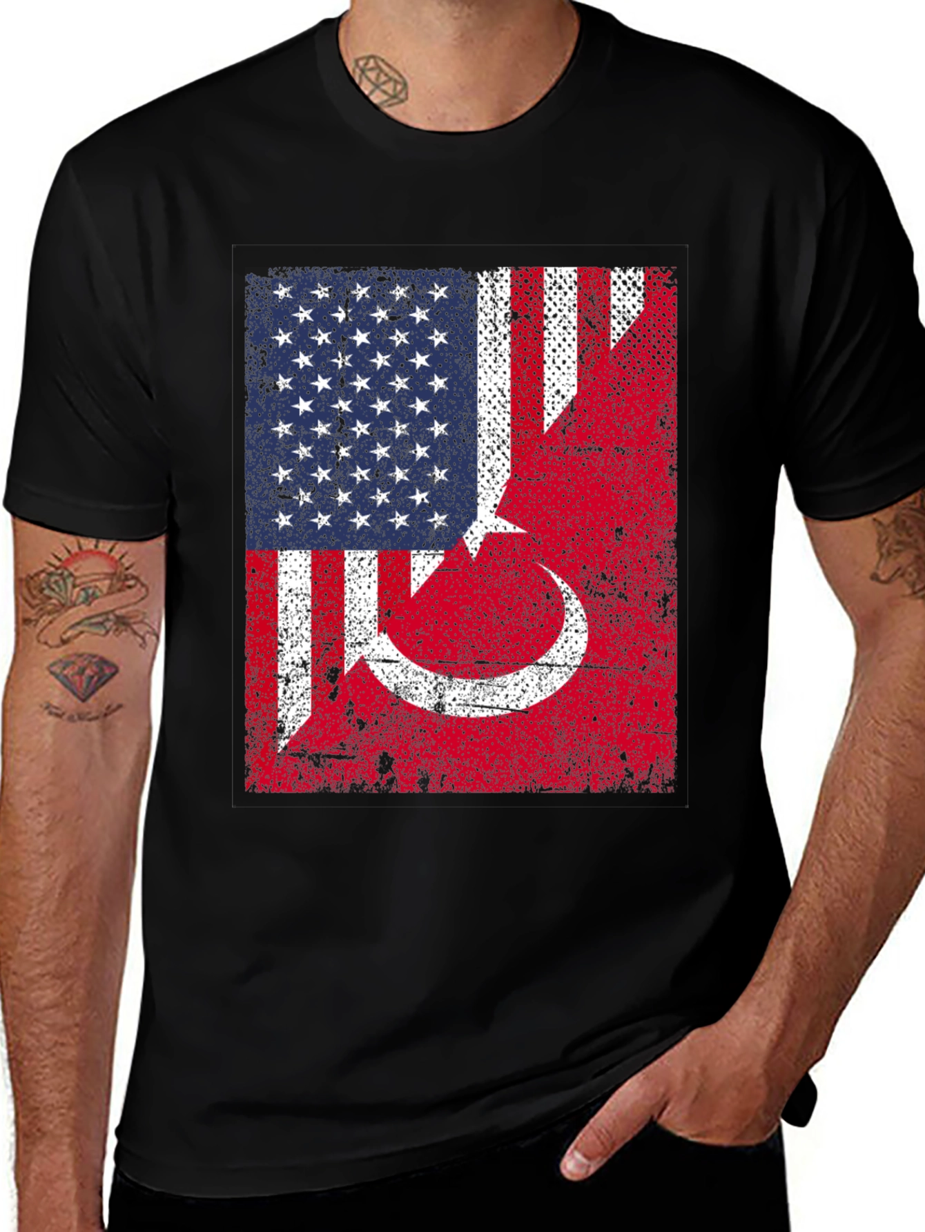 USA Turkey Flag Graphic T-Shirt