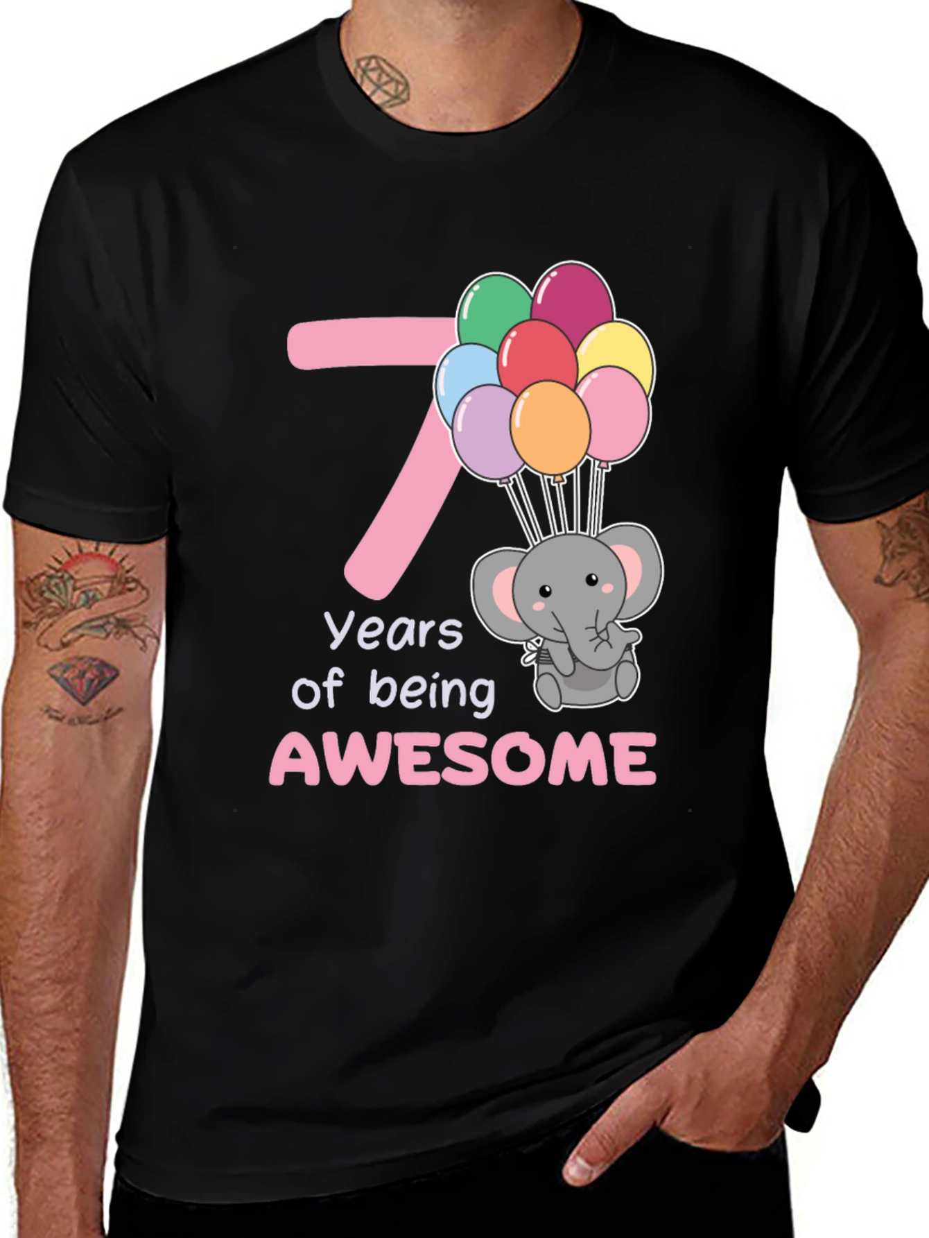 7th Birthday Elephant Balloons T-Shirt