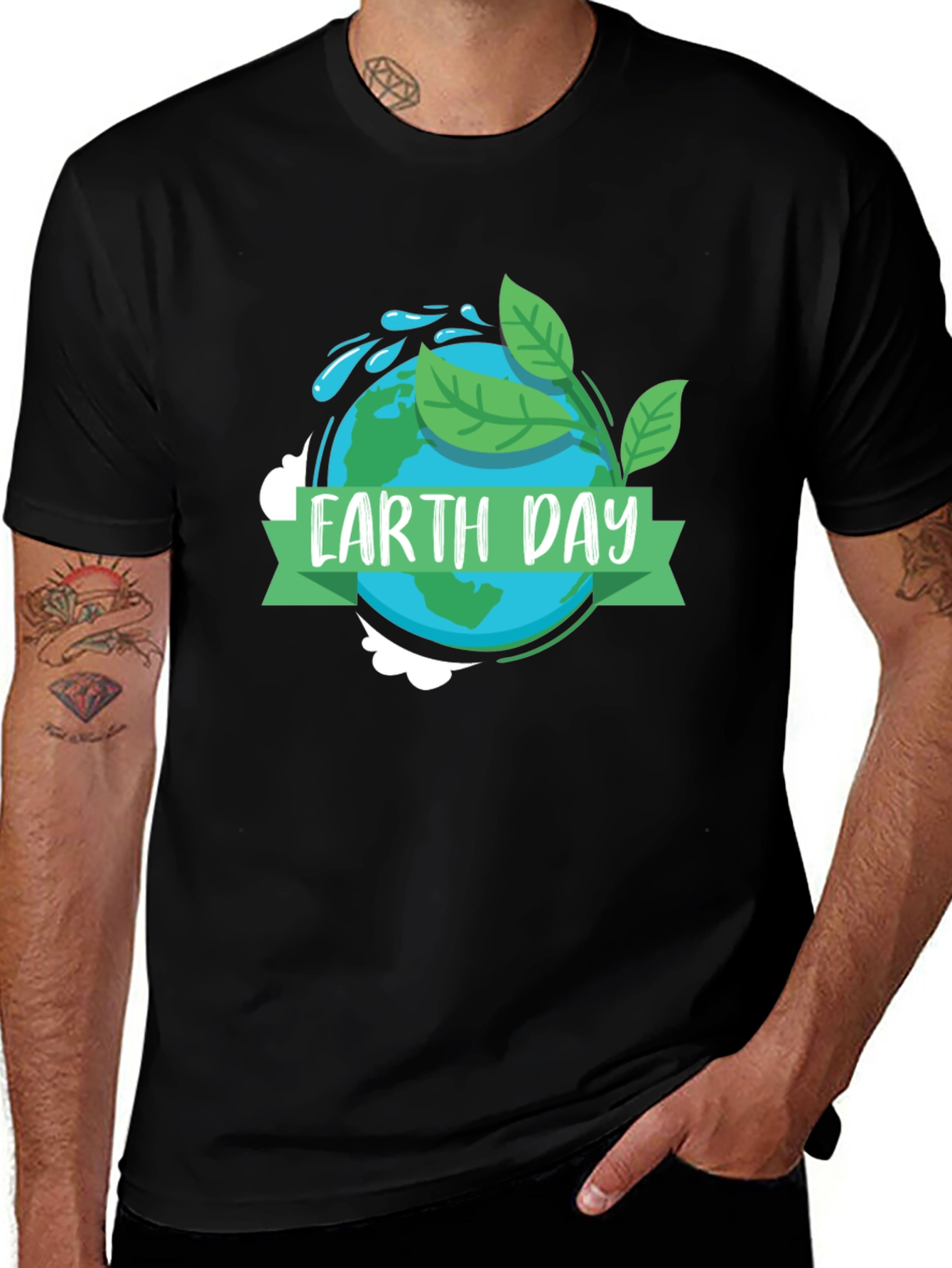 Earth Day Graphic Tee - Black Cotton T-Shirt