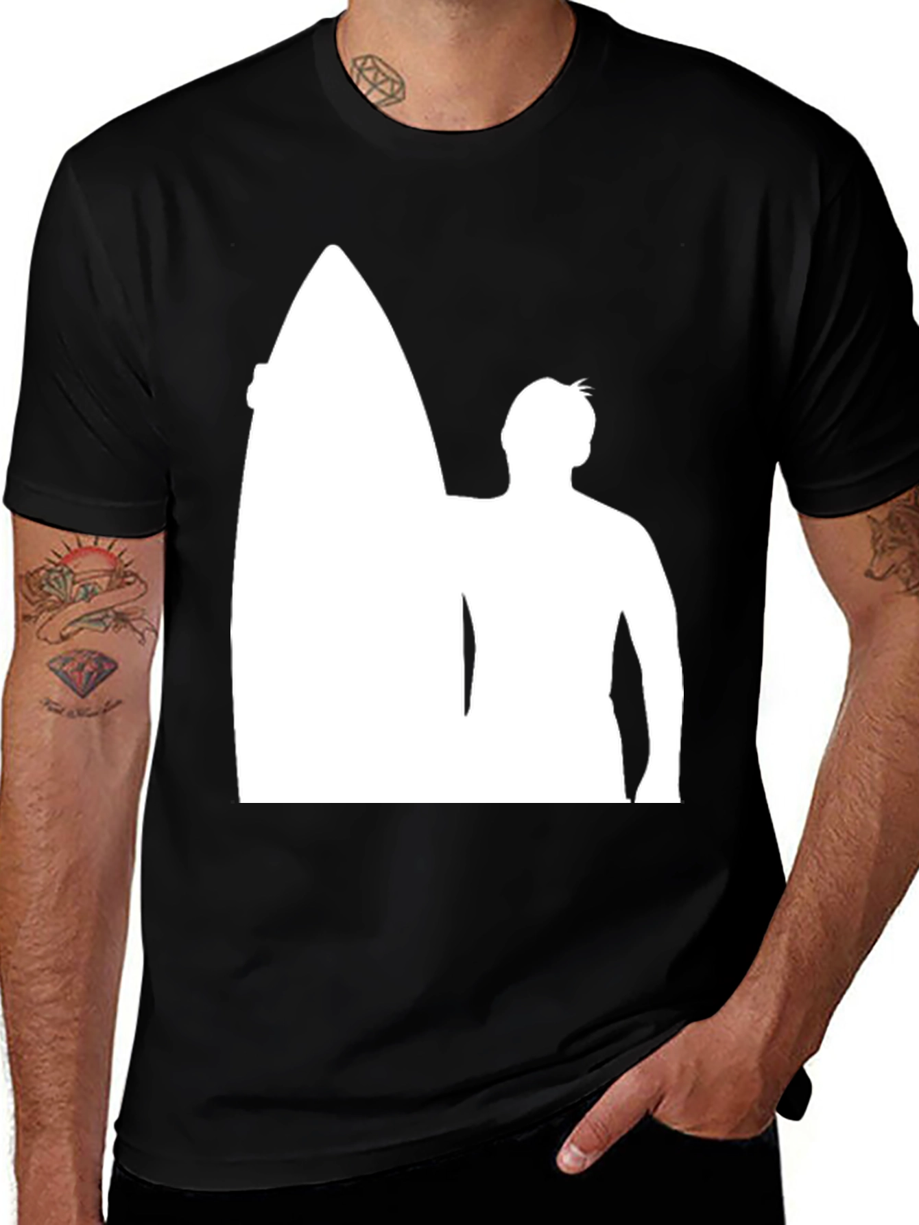 Variant 14 of Surfer Silhouette Black T-Shirt