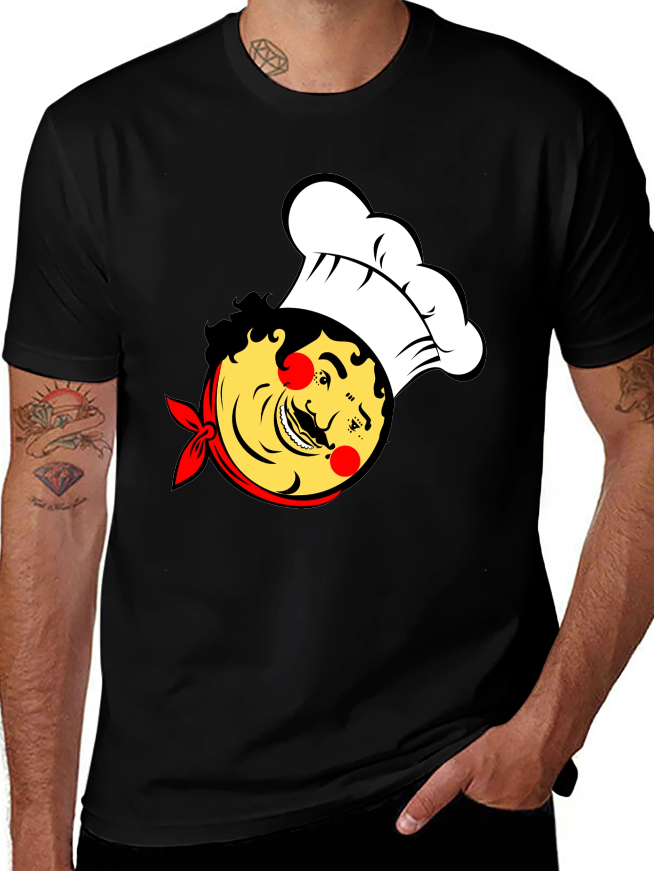 Black Chef Cartoon Graphic T-Shirt main image