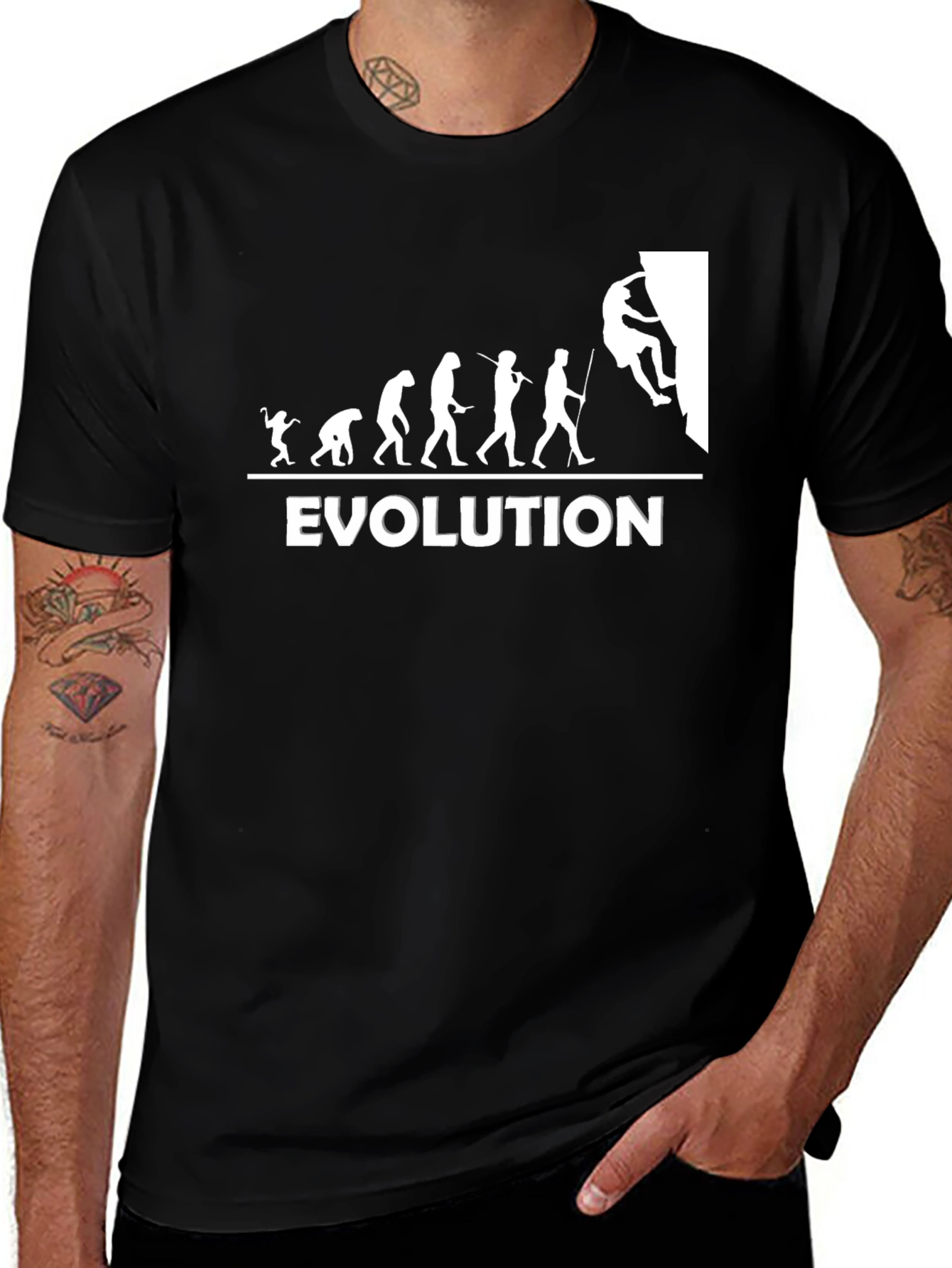 Variant 16 of Evolution of Climbing Black T-Shirt