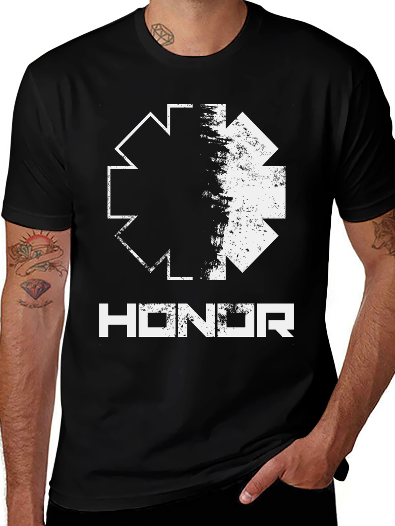 Variant 30 of Honor Graphic Tee - Distressed Star Design