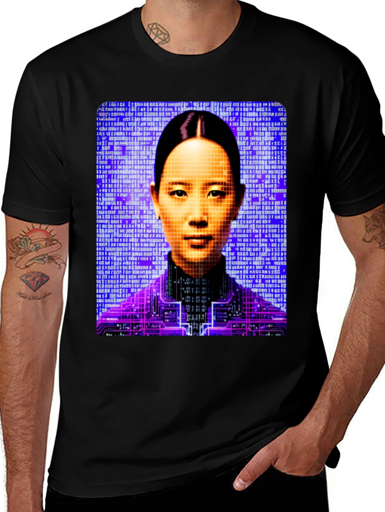 Variant 12 of Cyberpunk AI Portrait Graphic T-Shirt