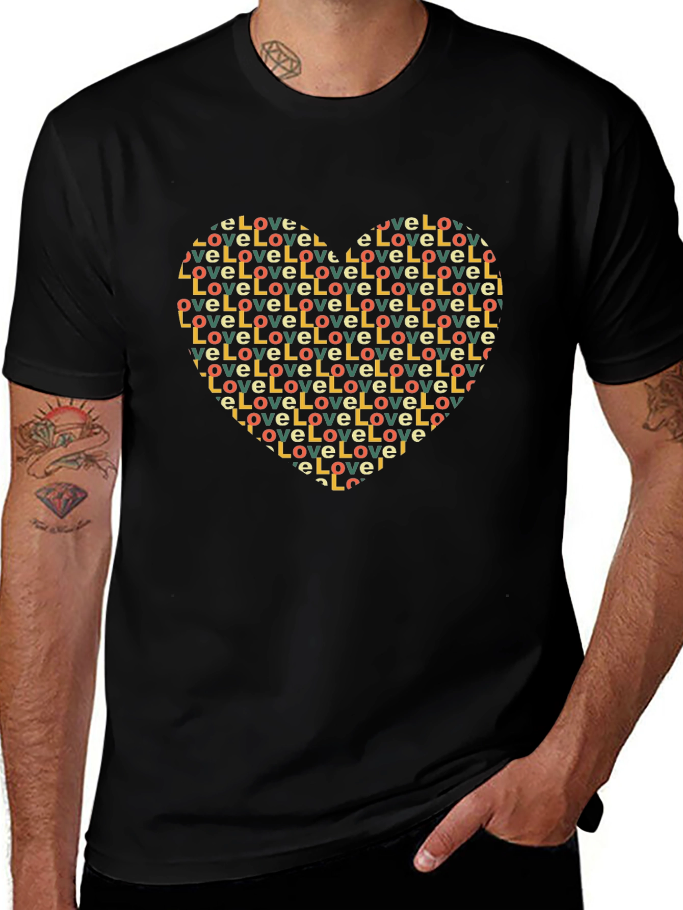 Variant 18 of Love Heart Word Art T-Shirt - Stylish Graphic Tee