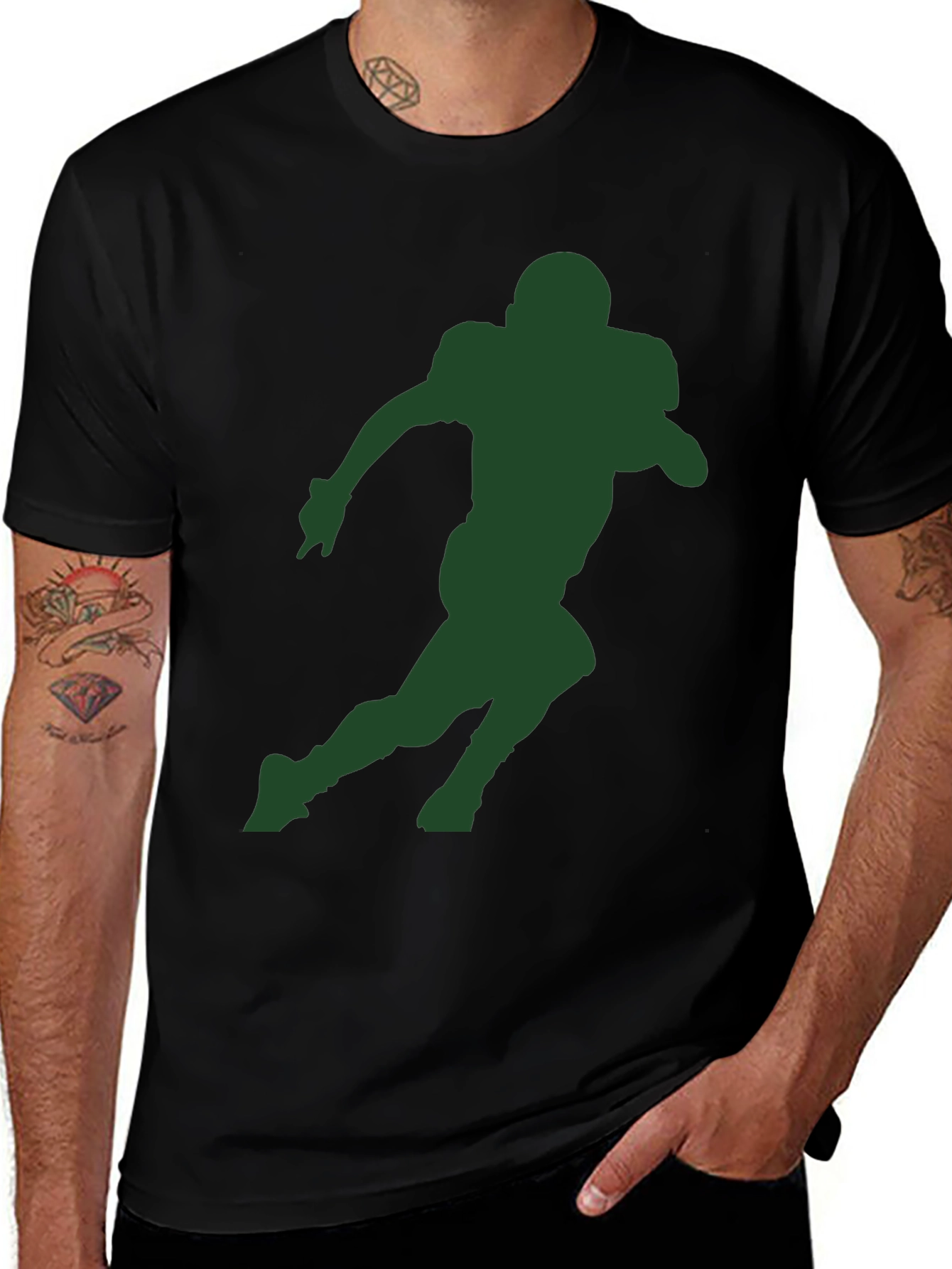 Variant 2 of Football Player Silhouette Black T-Shirt