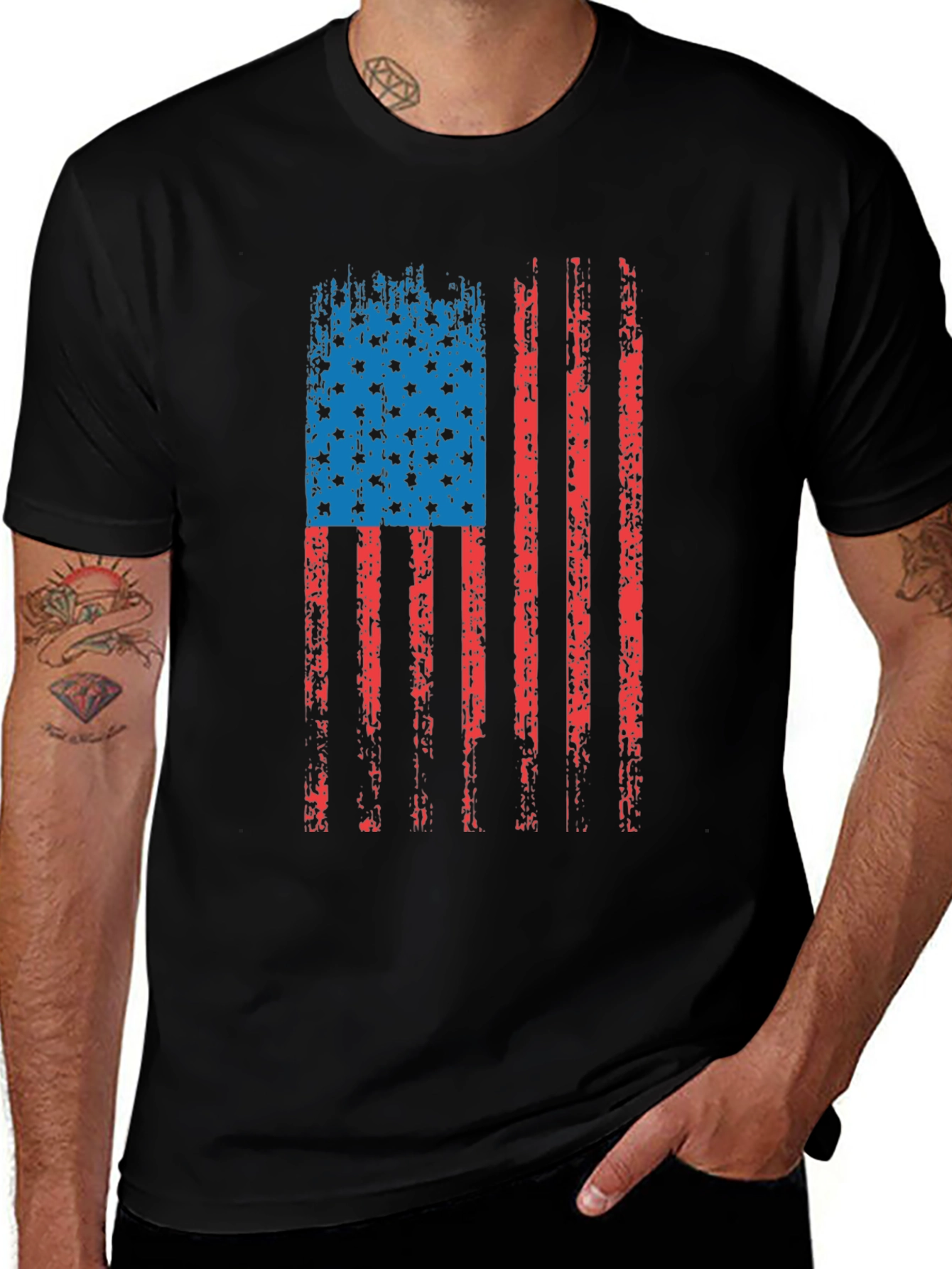 American Flag Distressed Graphic T-Shirt