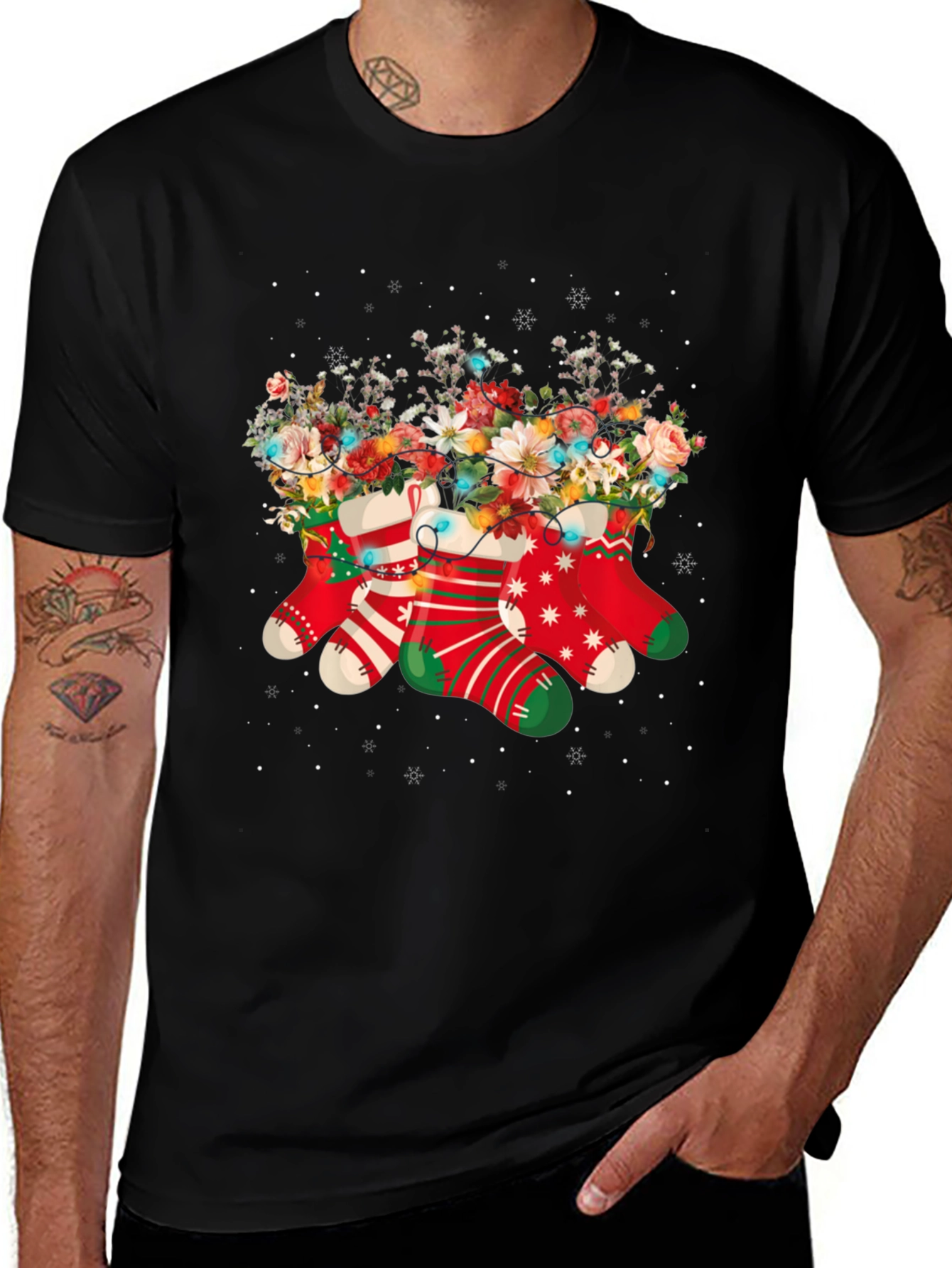 Festive Stocking Floral Graphic Tee