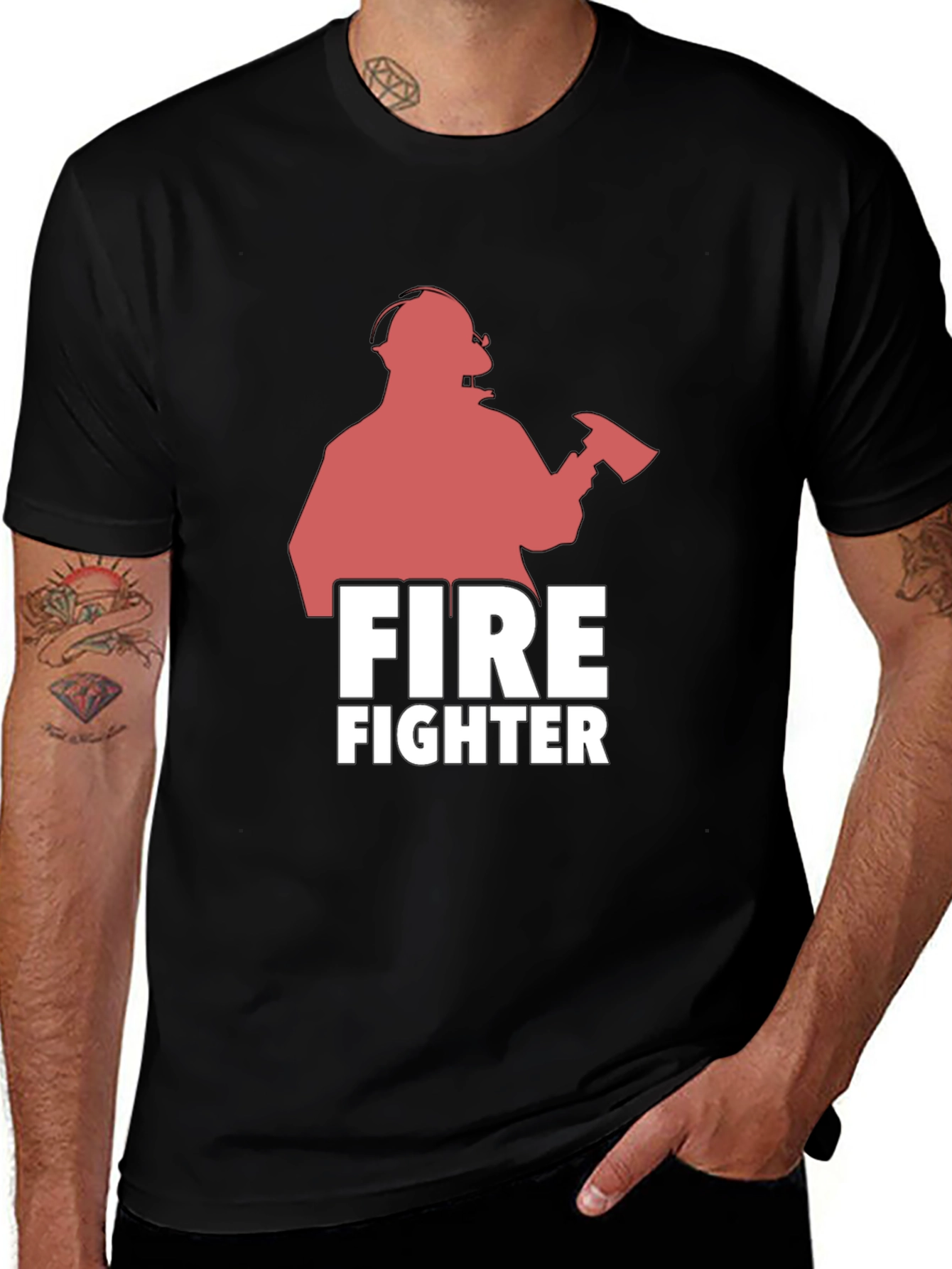 Variant 30 of Firefighter Graphic Black T-Shirt