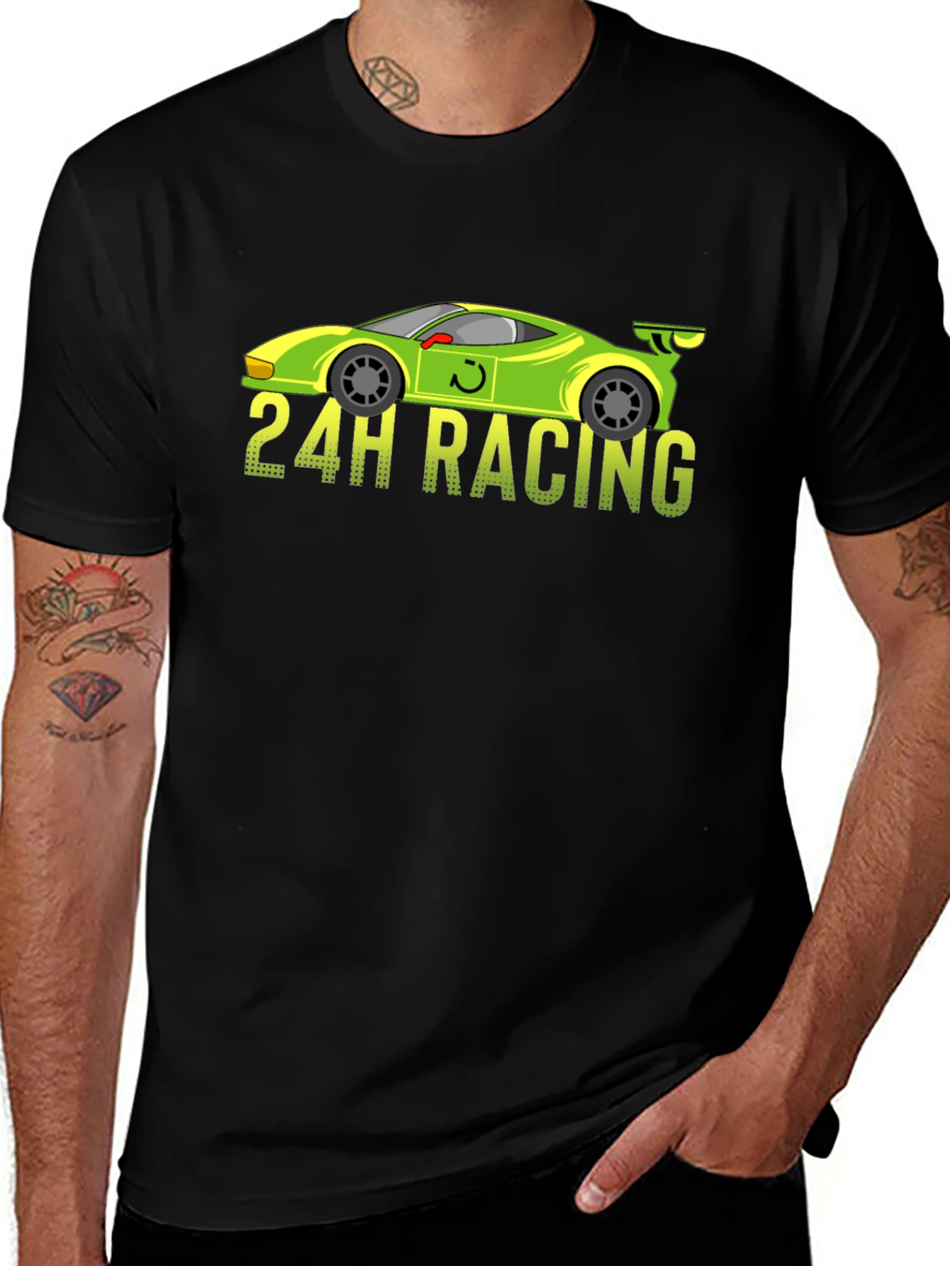 Black 24H Racing Car Graphic Black T-Shirt main image
