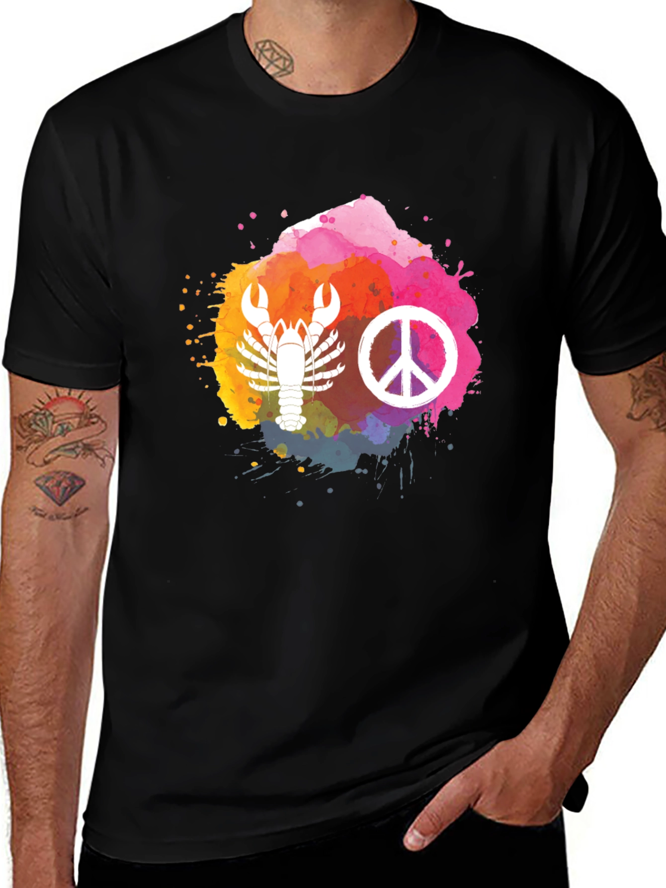 Lobster Peace Sign Graphic T-Shirt